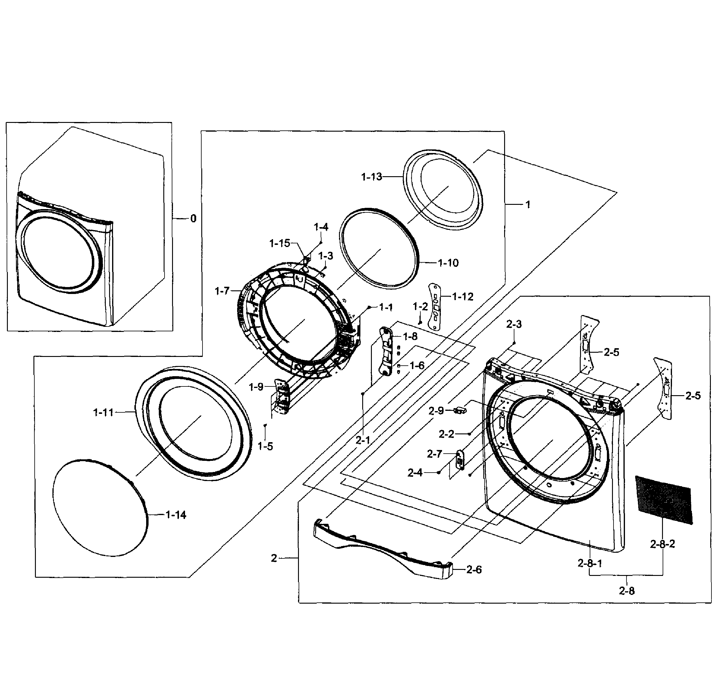 Samsung DV435ETGJWR/A1-01 front/door assy diagram