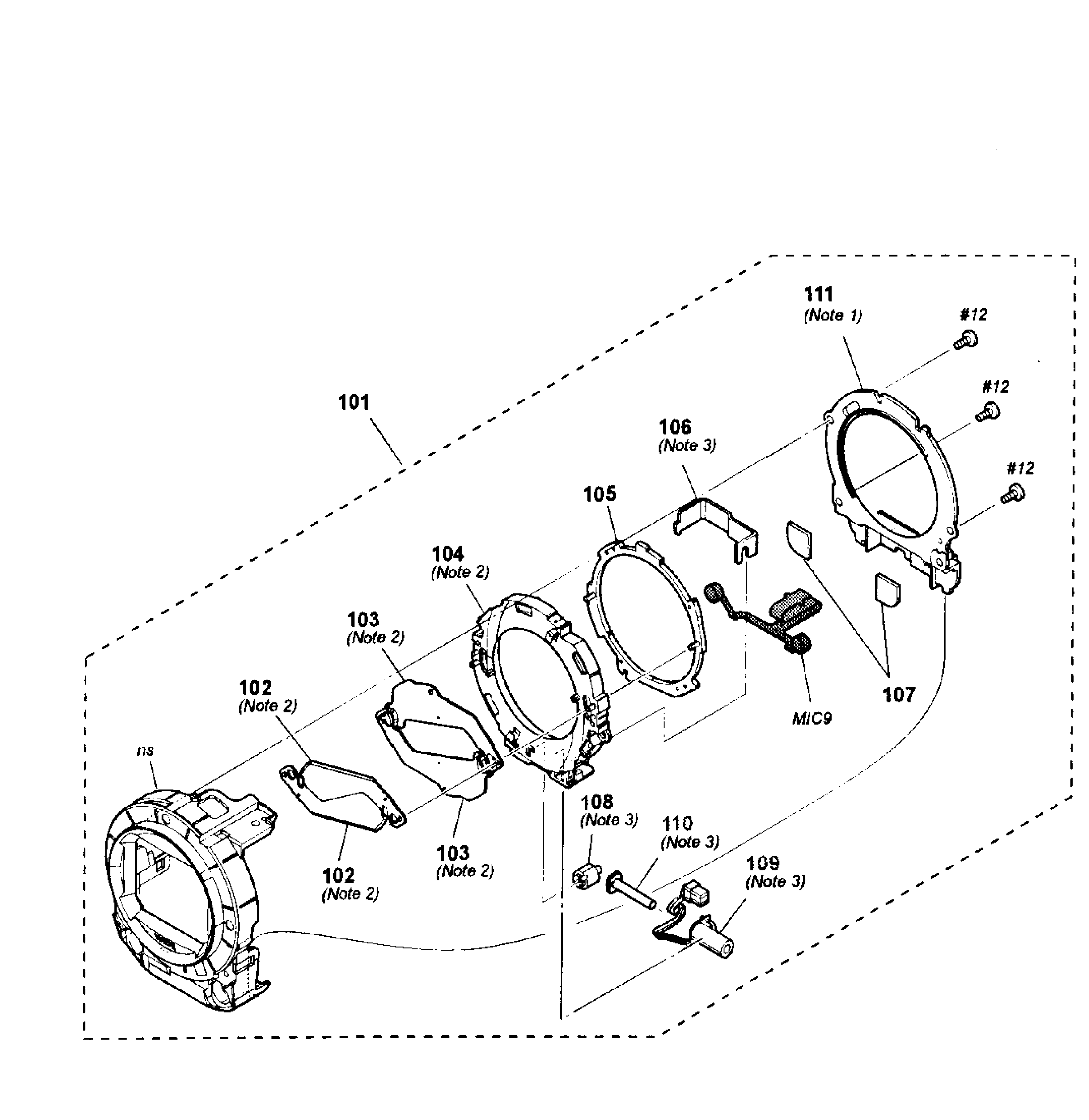 Sony HDR-CX260VB f inner assy diagram
