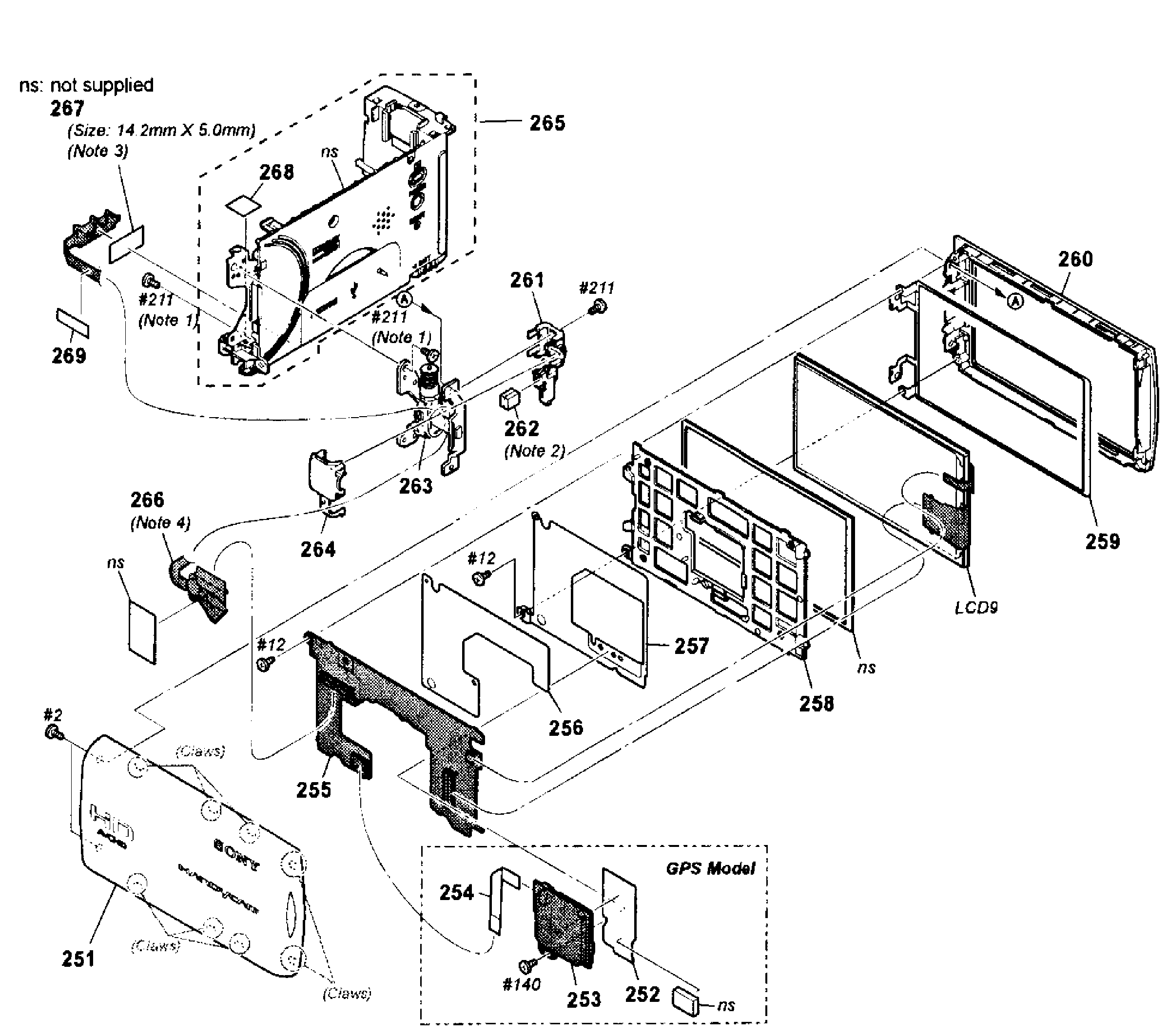 Sony HDR-CX260VB lcd assy diagram