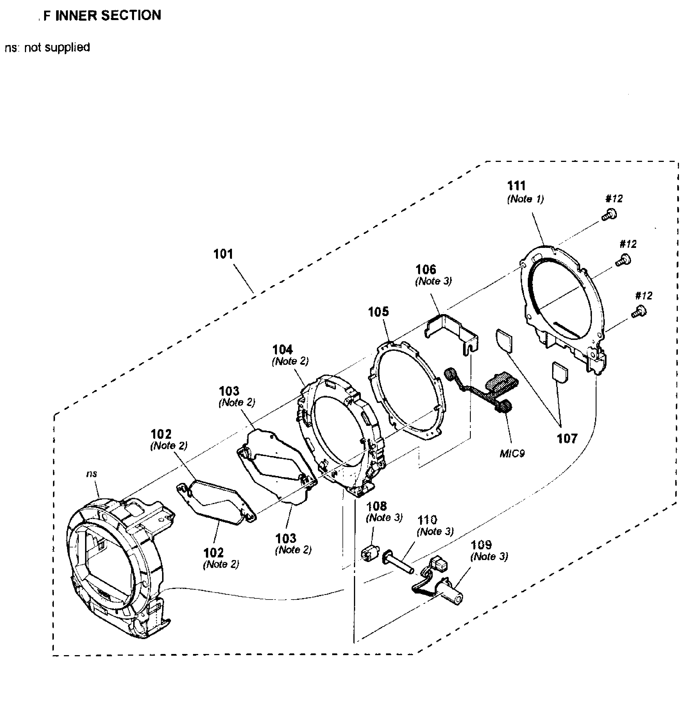 Sony HDR-CX260VT f inner assy diagram