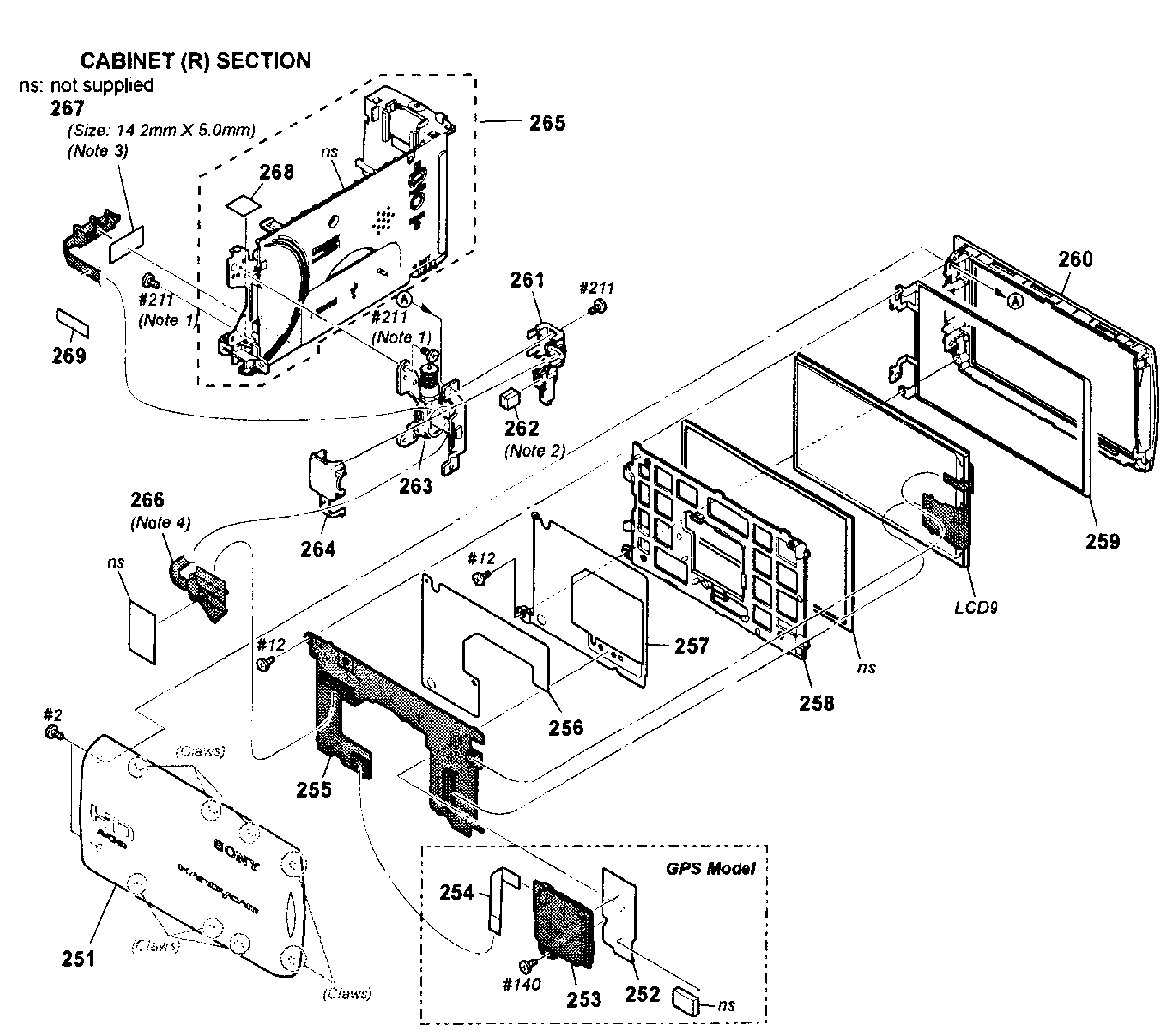 Sony HDR-CX260VT lcd assy diagram