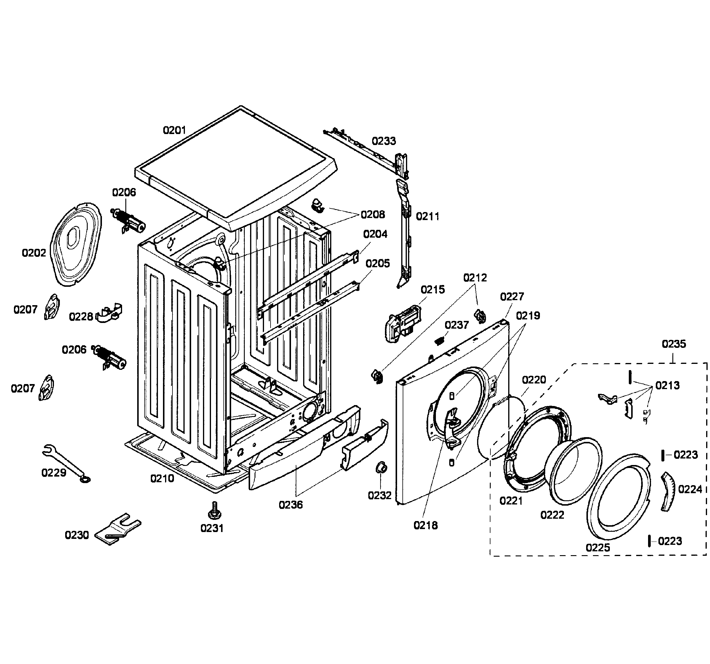 Bosch WAE20060UC/01 front/frame assy diagram