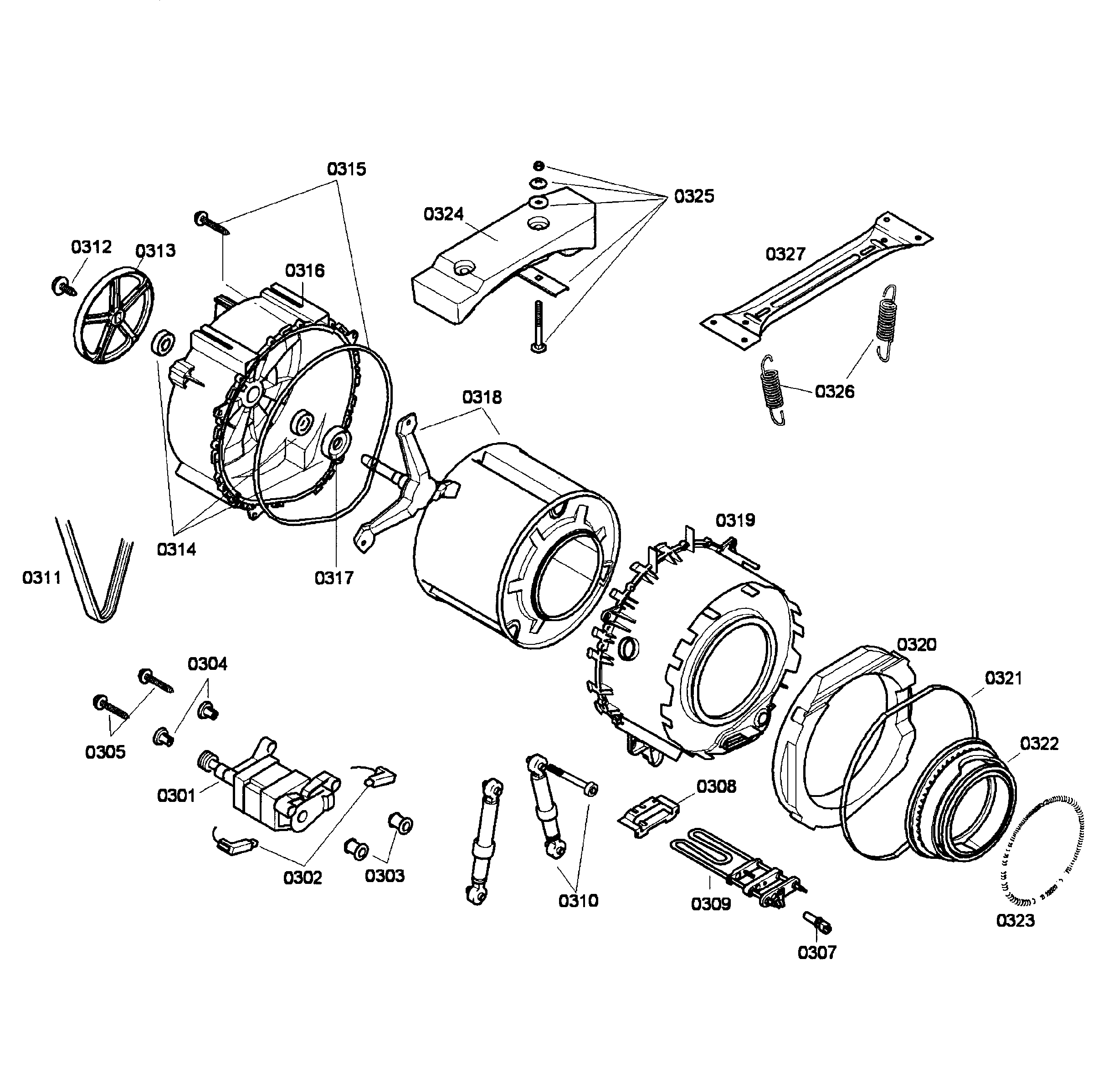 Bosch WAE20060UC/01 tub/drum assy diagram