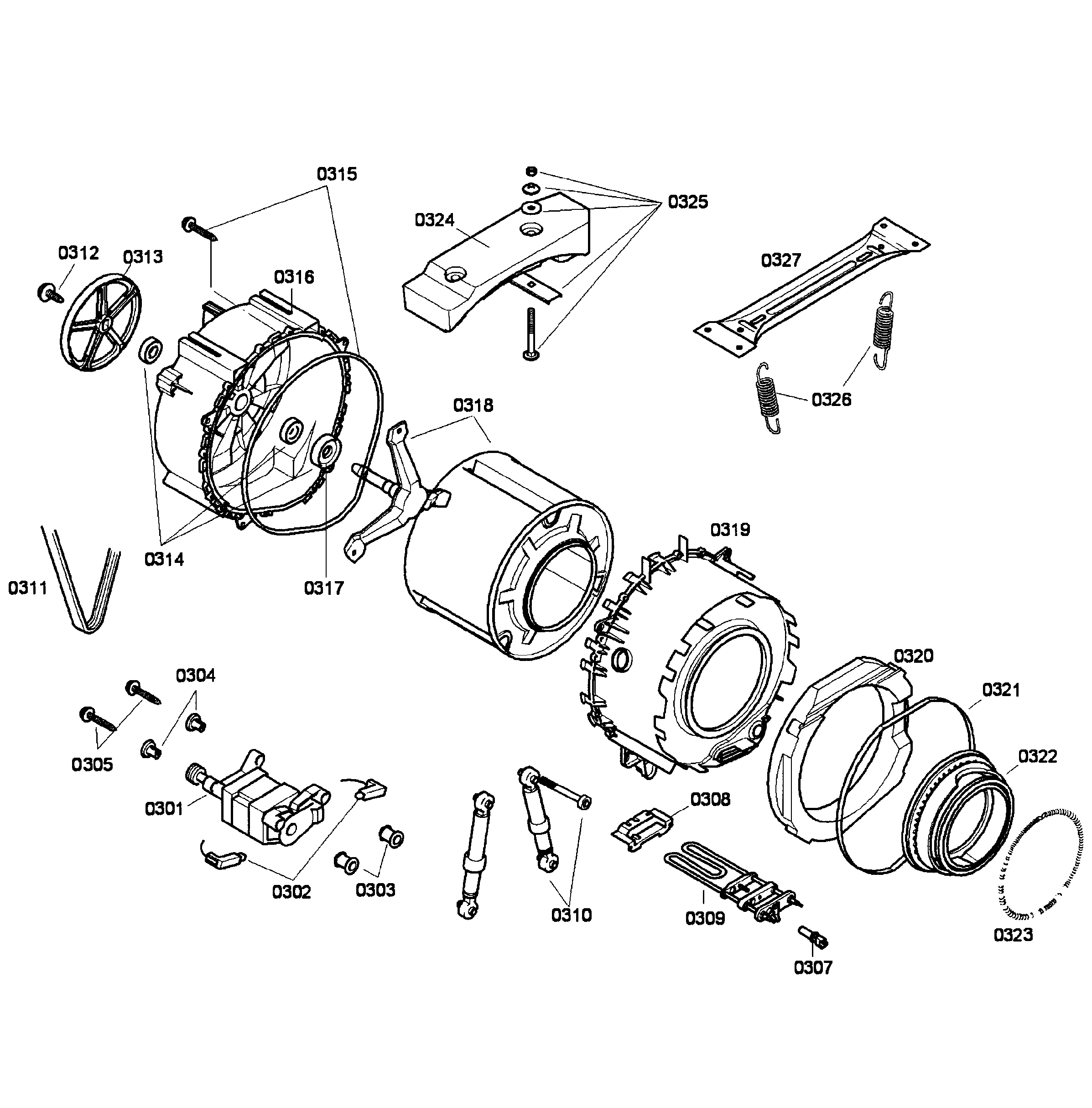 Bosch WAE20060UC/23 tub/drum assy diagram