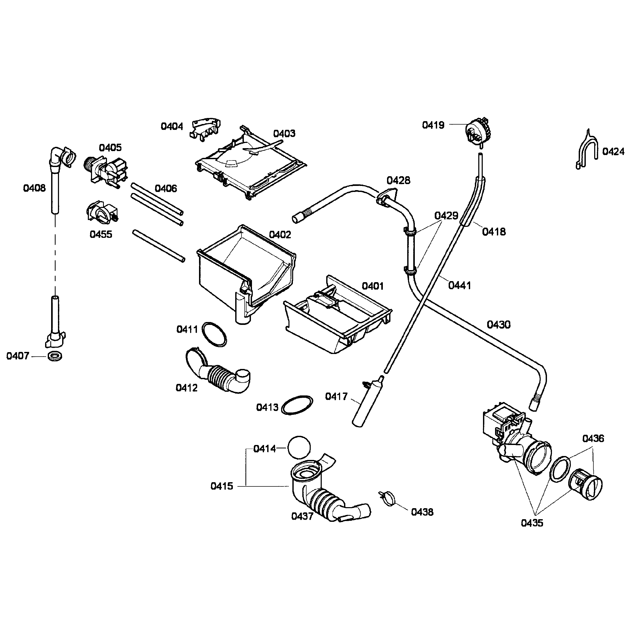 Bosch WAE20060UC/23 dispenser/pump assy diagram