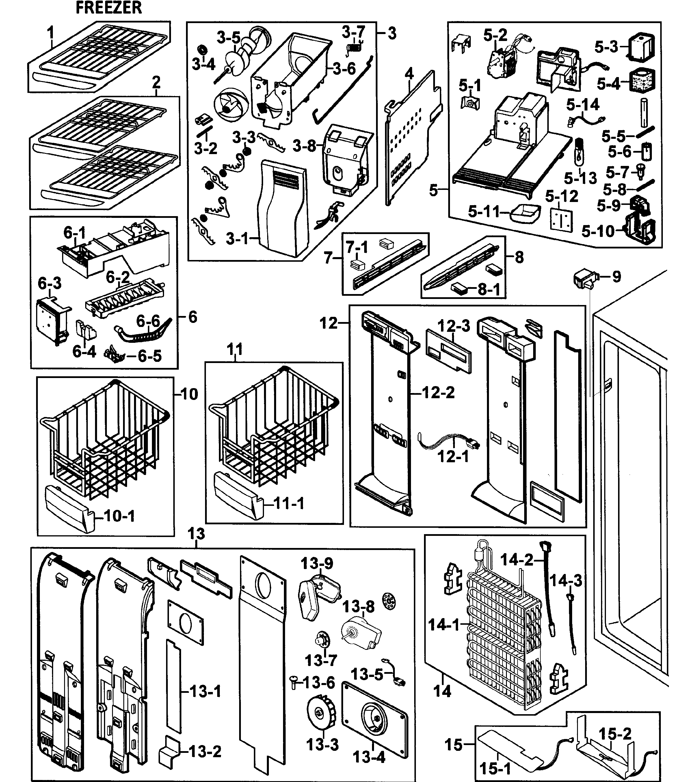 Samsung RS264ABBP/XAA-00 freezer diagram