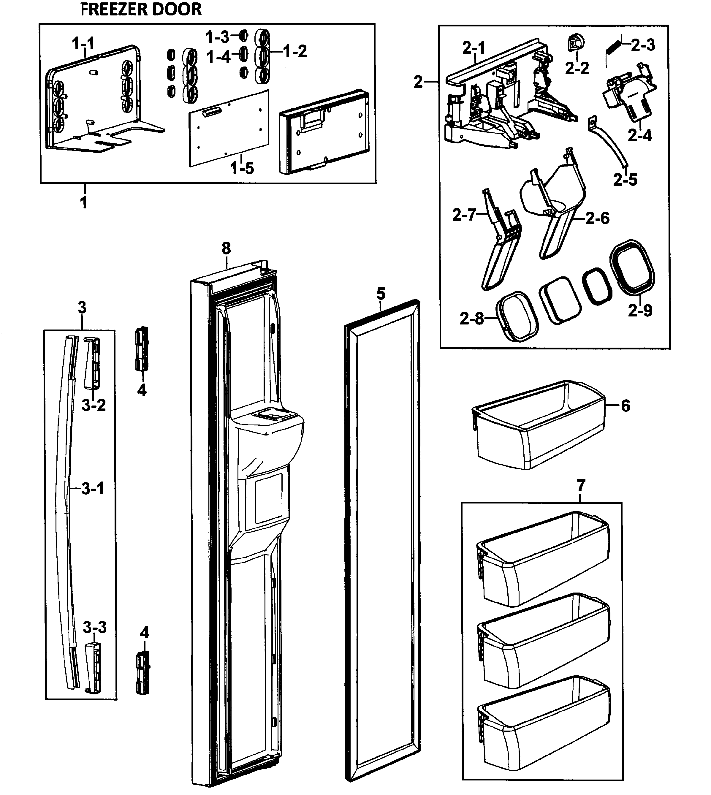 Samsung RS264ABRS/XAA-00 left door diagram