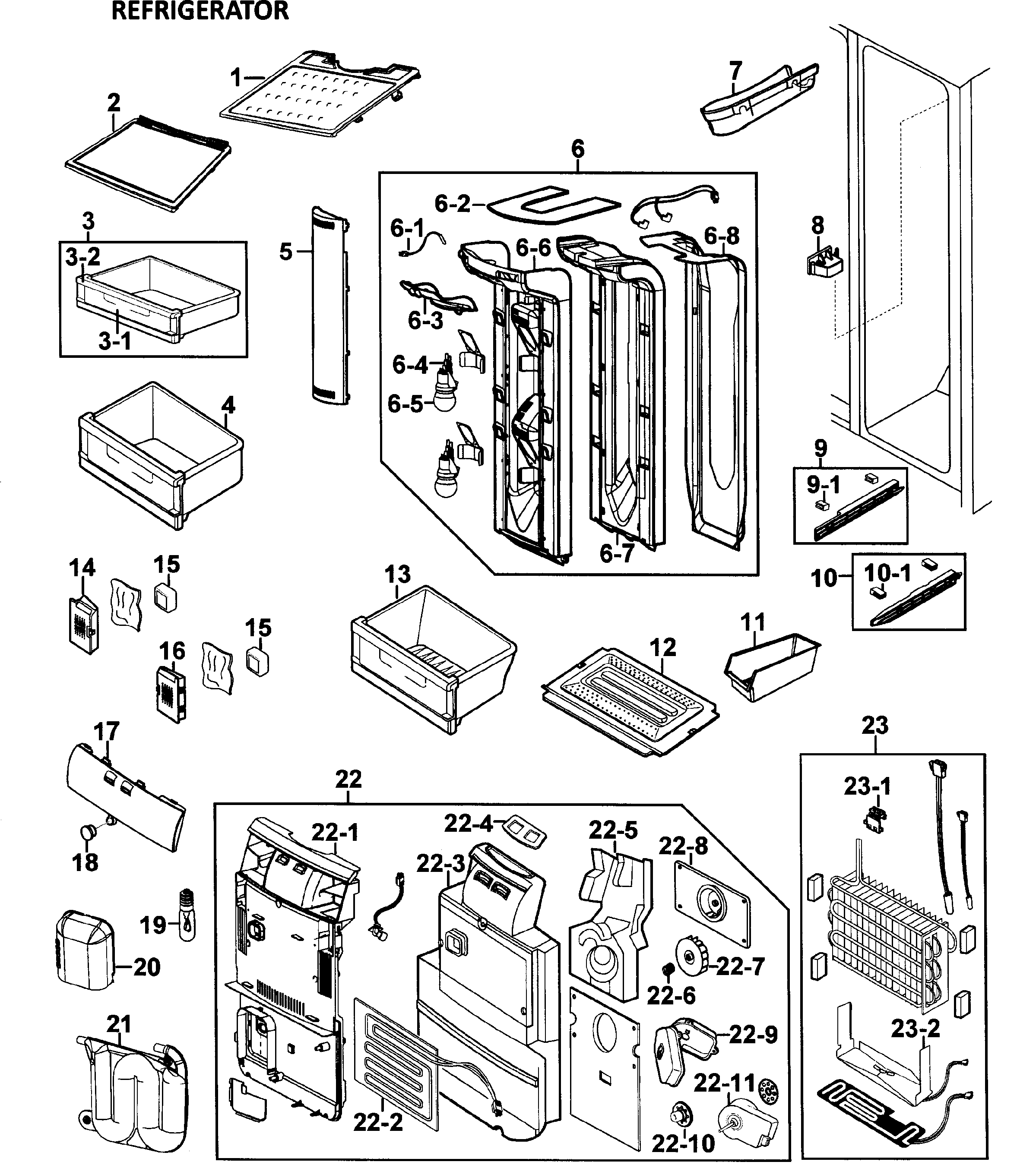 Samsung RS264ABSH/XAA-00 refrigerator diagram