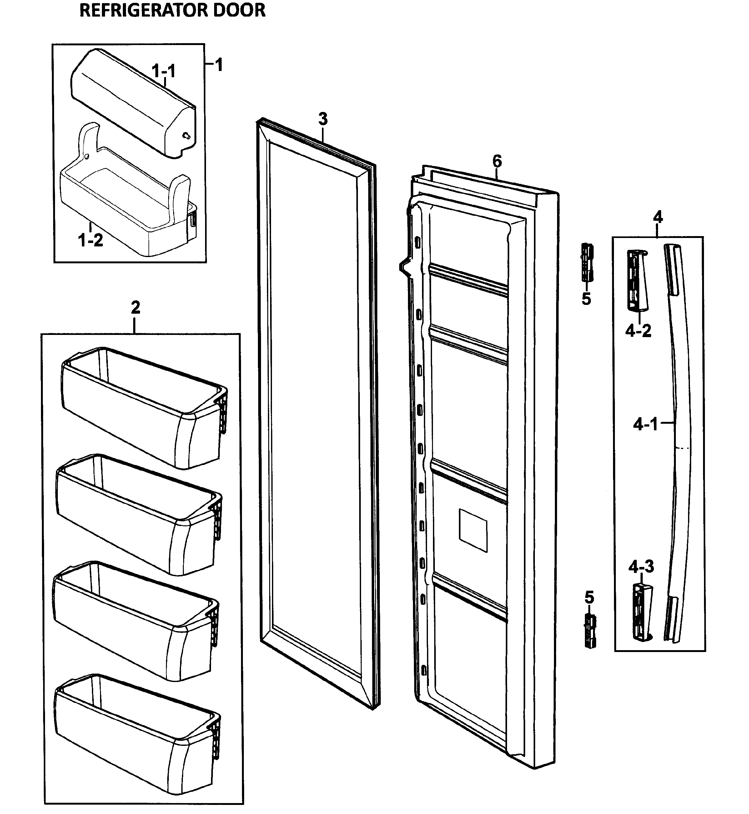 Samsung RS264ABSH/XAA-00 right door diagram