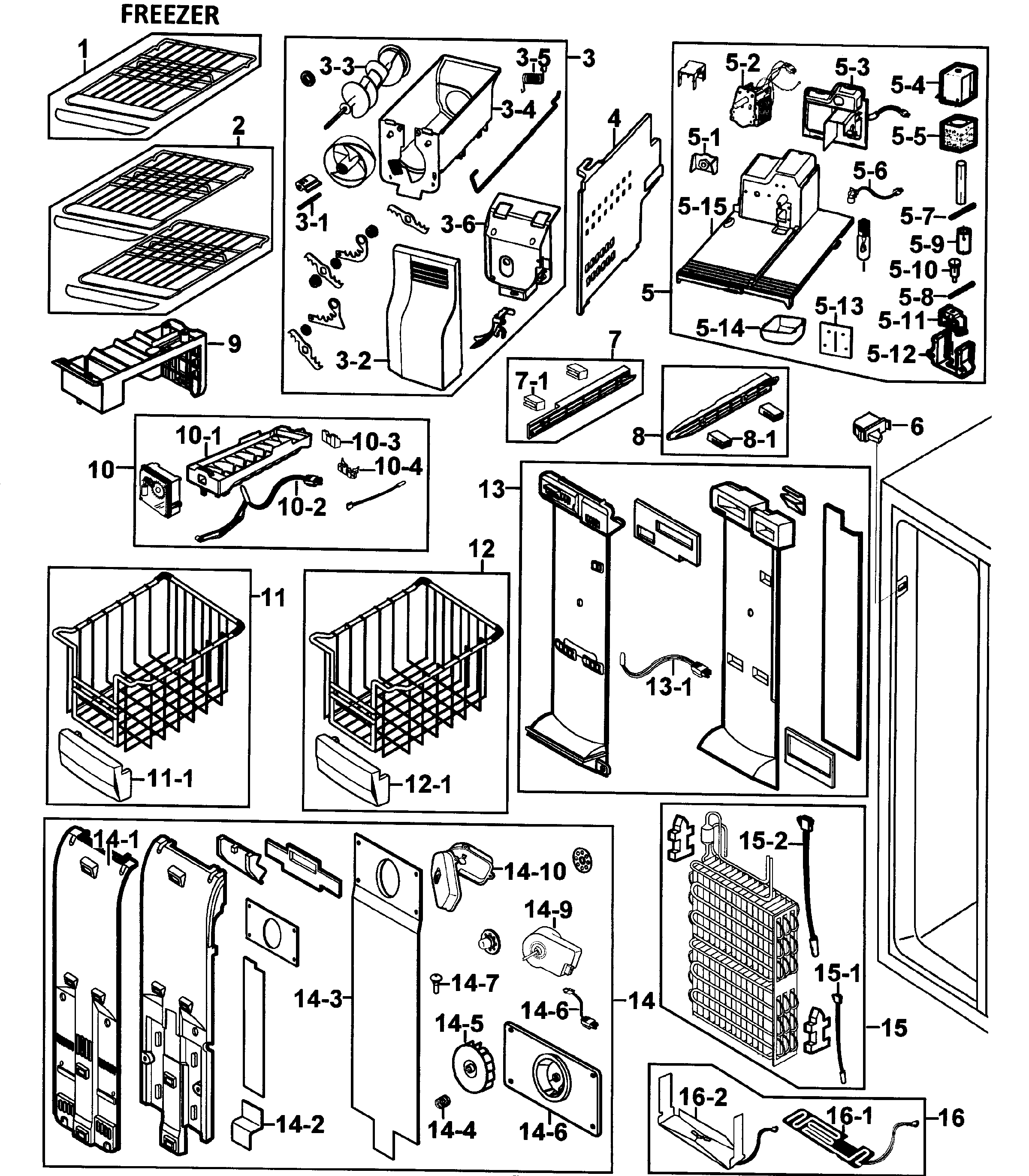 Samsung RS265LABP/XAA-00 freezer diagram
