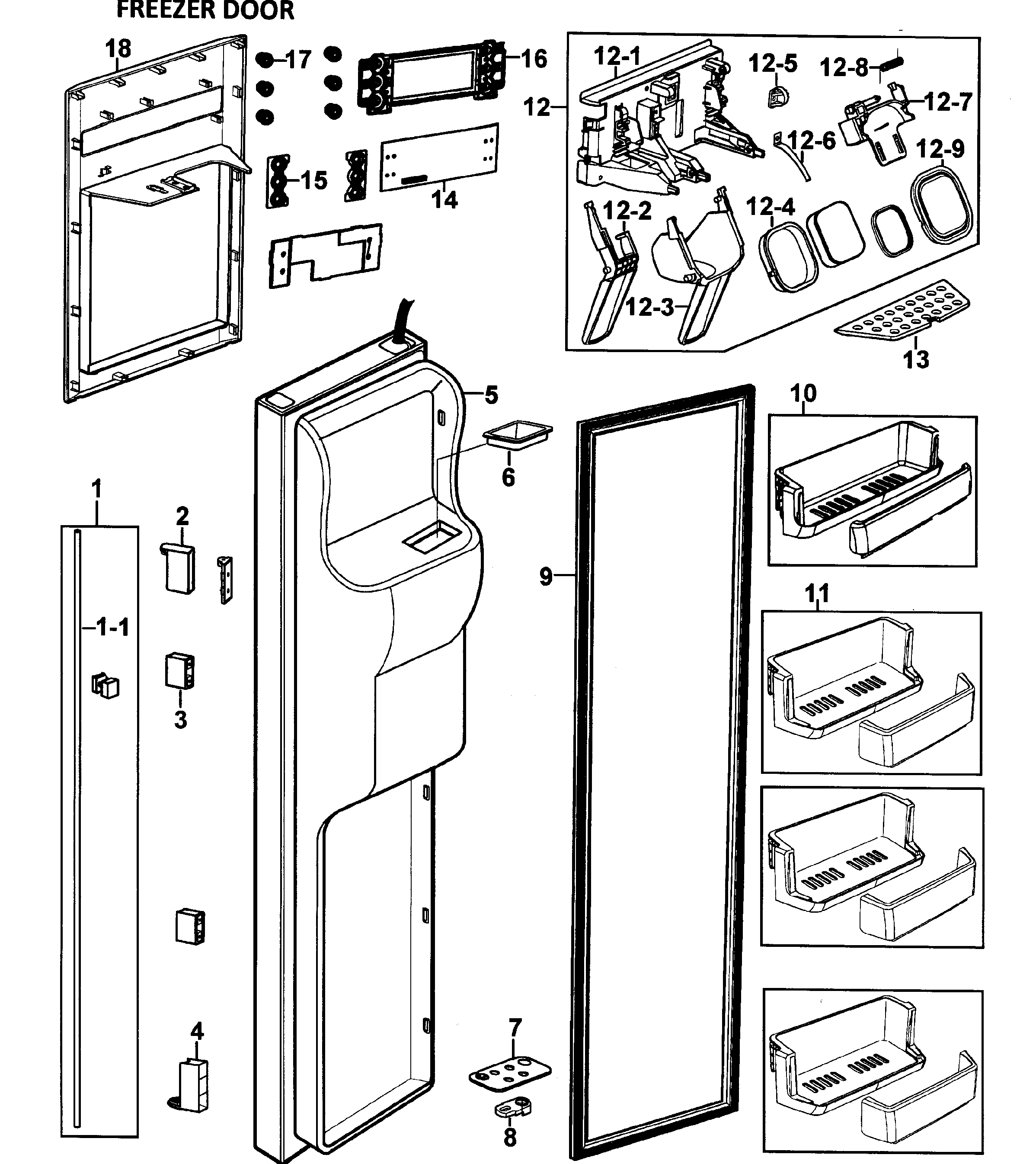 Samsung RS265LASH/XAA-00 left door diagram