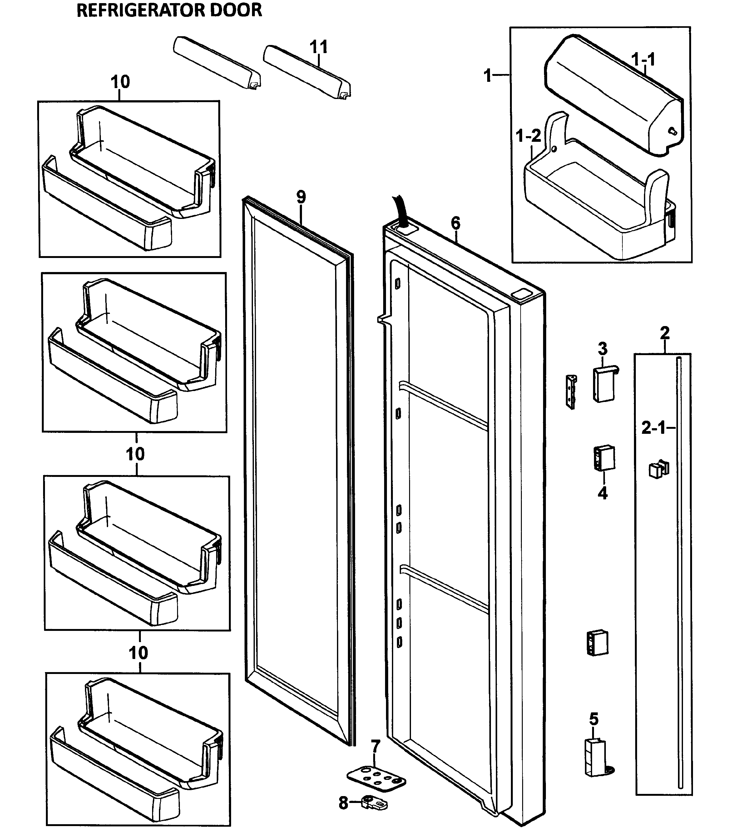 Samsung RS265LASH/XAA-00 right door diagram