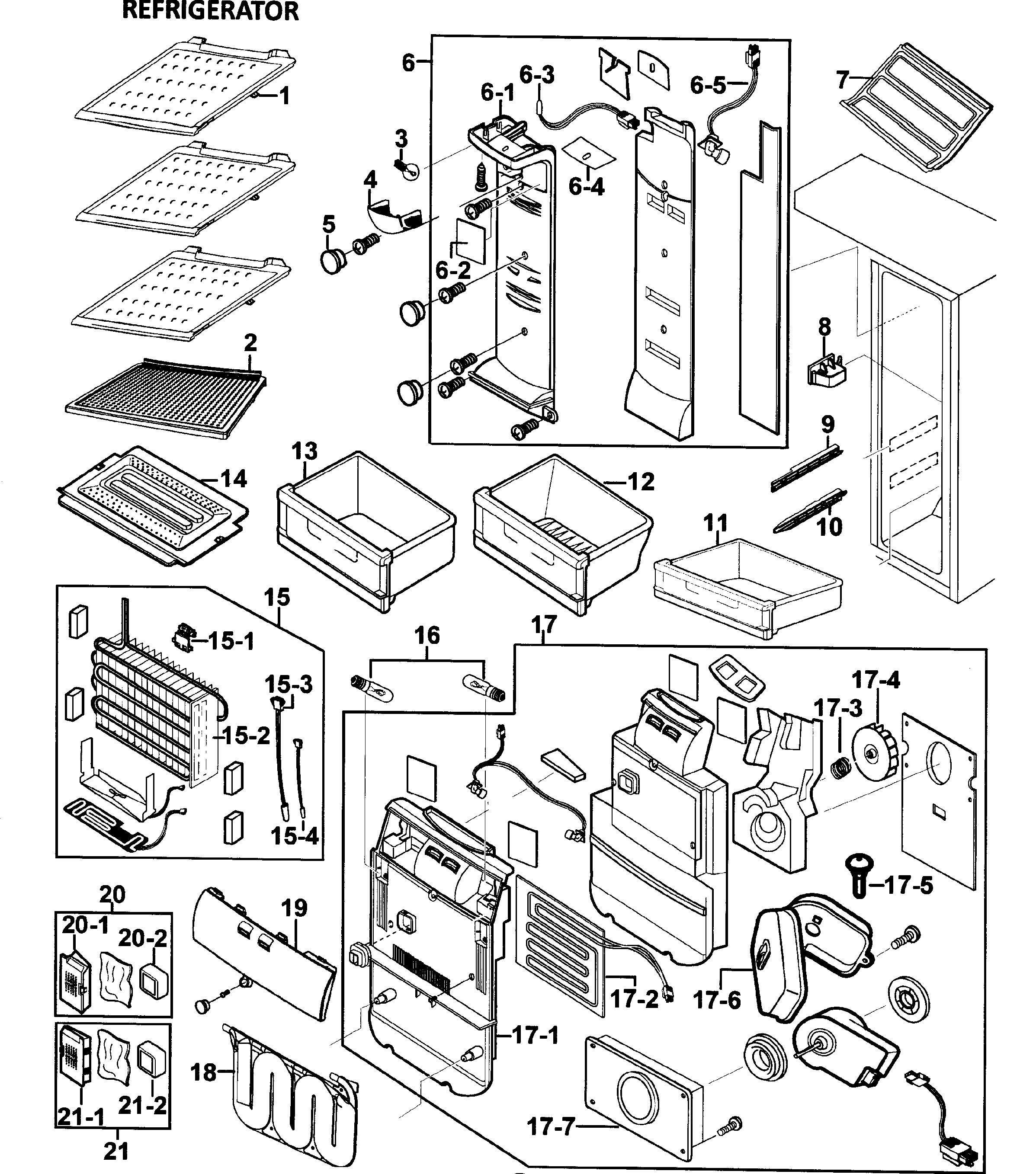 Samsung RS265LAWP/XAA-00 refrigerator diagram
