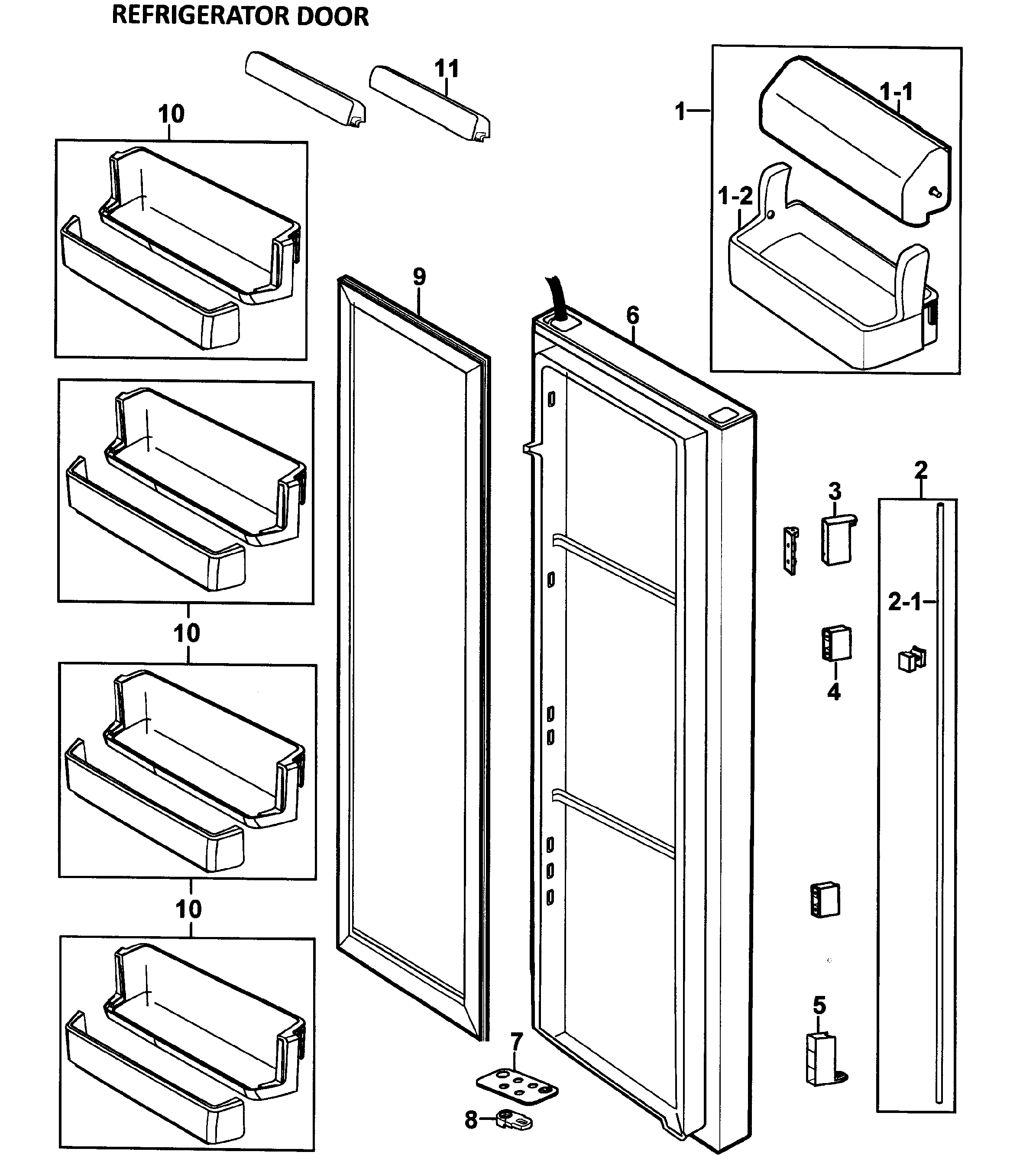 Samsung RS265LAWP/XAA-00 left door diagram