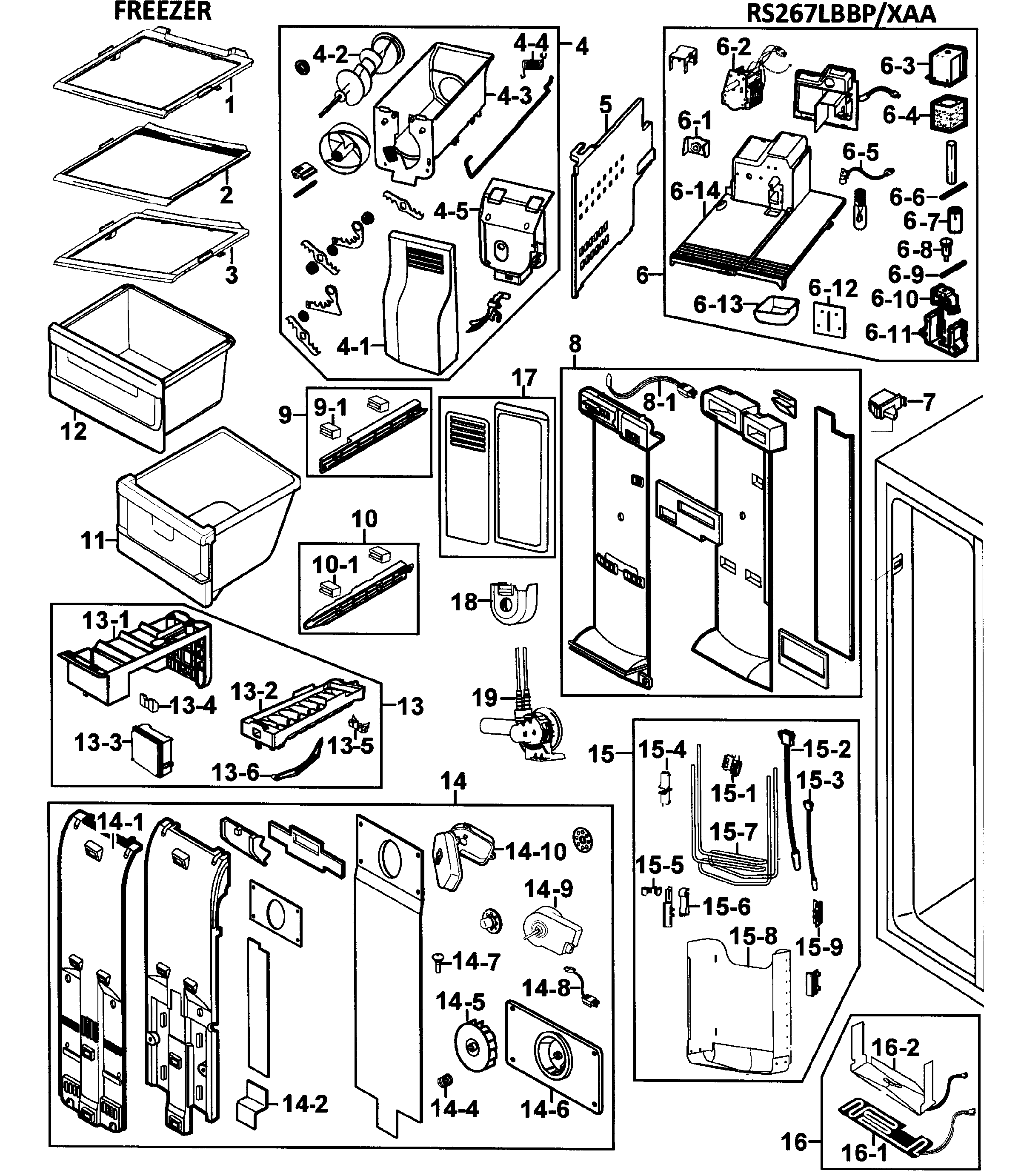 Samsung RS267LBBP/XAA-00 freezer diagram