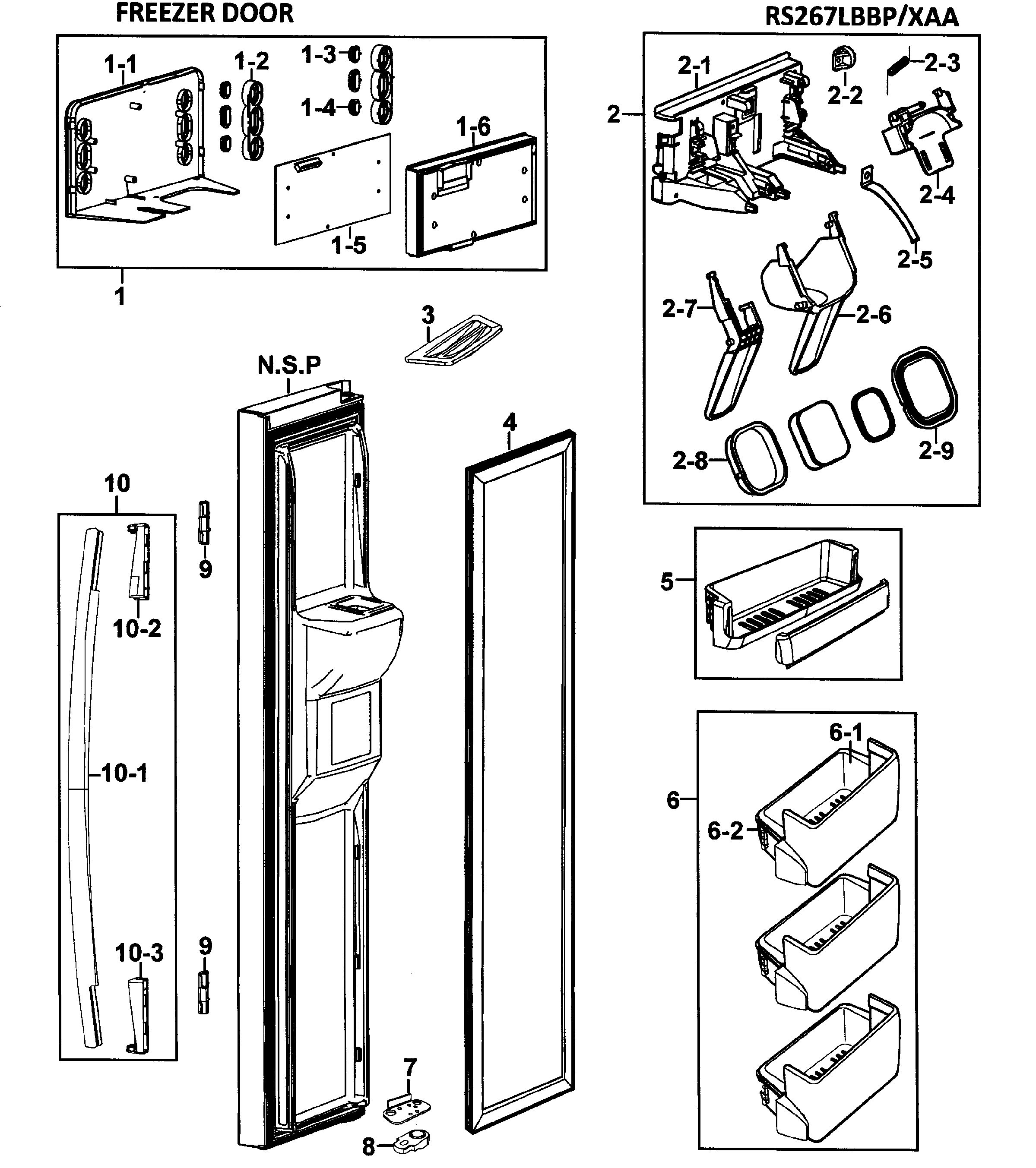 Samsung RS267LBBP/XAA-00 left door diagram