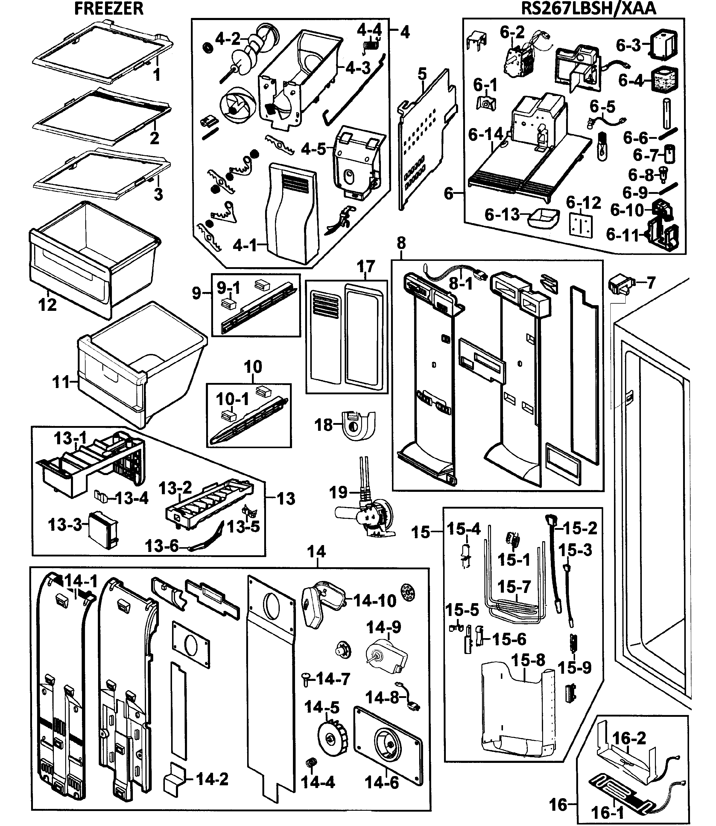 Samsung RS267LBSH/XAA-00 freezer diagram
