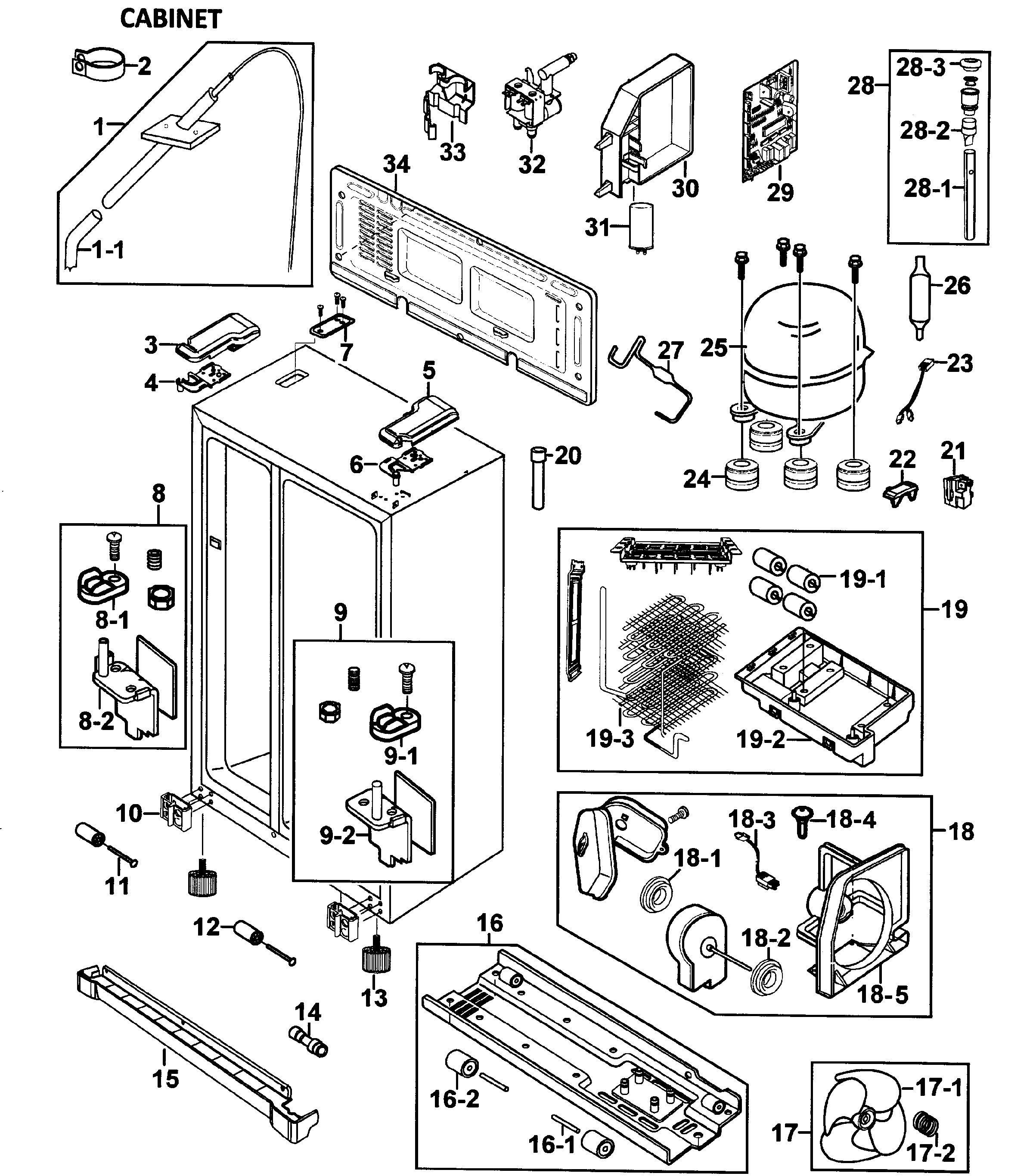 Samsung RS275ACWP/XAA-00 cabinet diagram