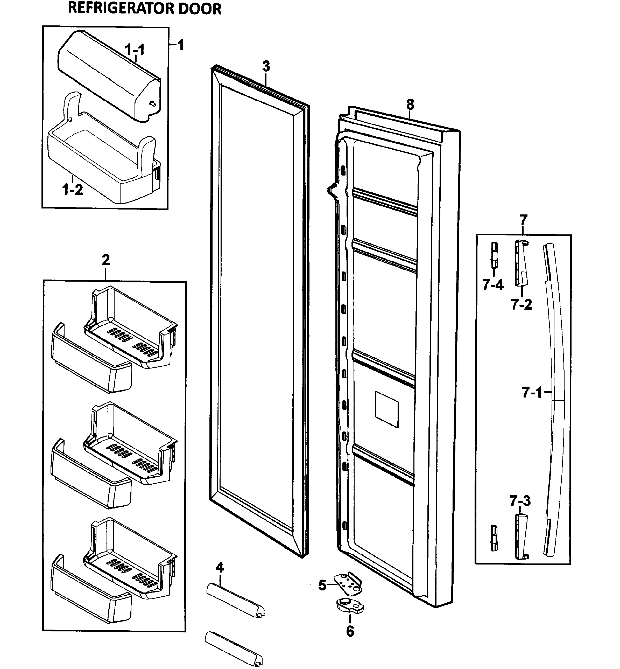 Samsung RS275ACWP/XAA-00 right door diagram
