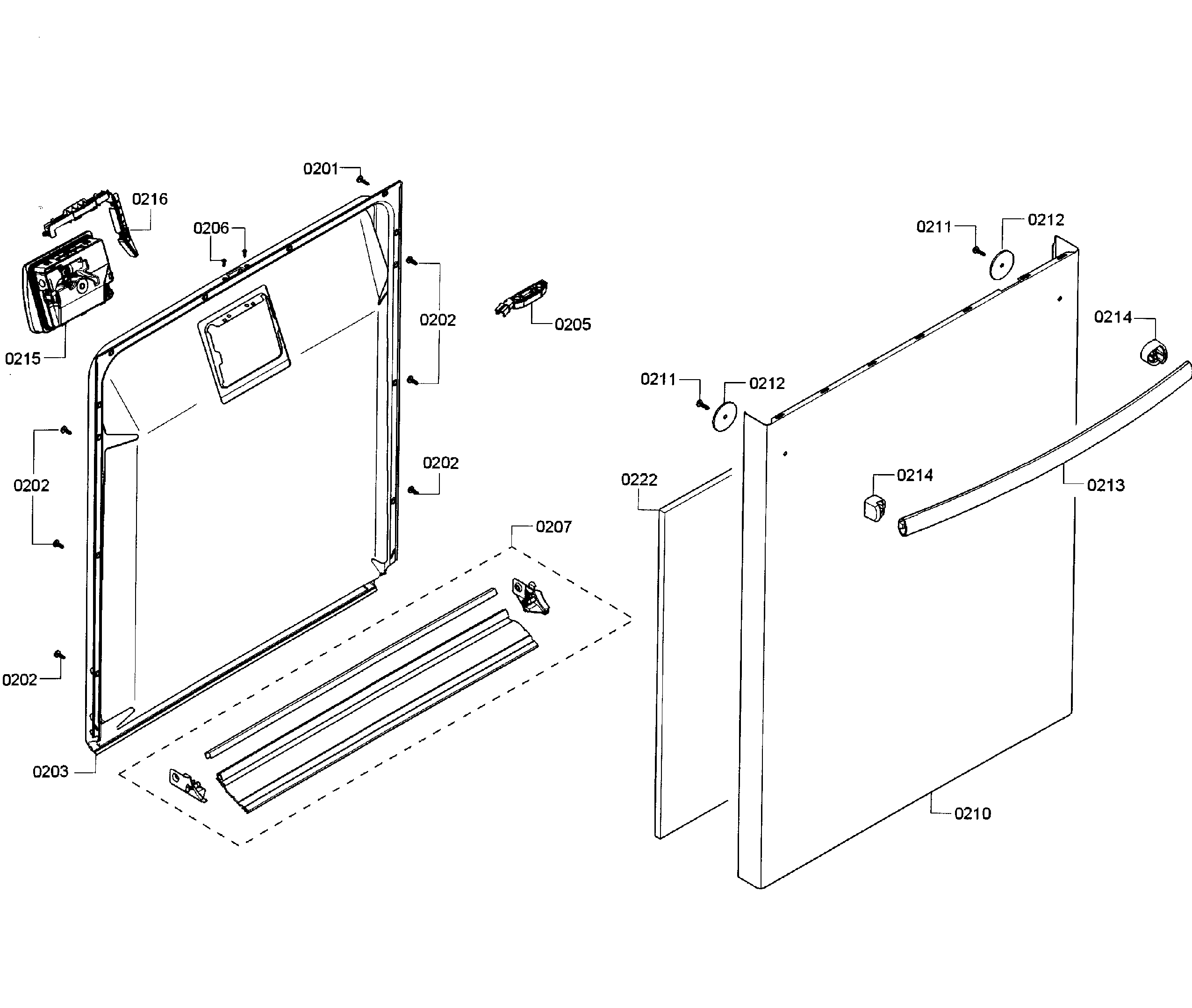 Bosch SHX3AR72UC/08 door assy diagram