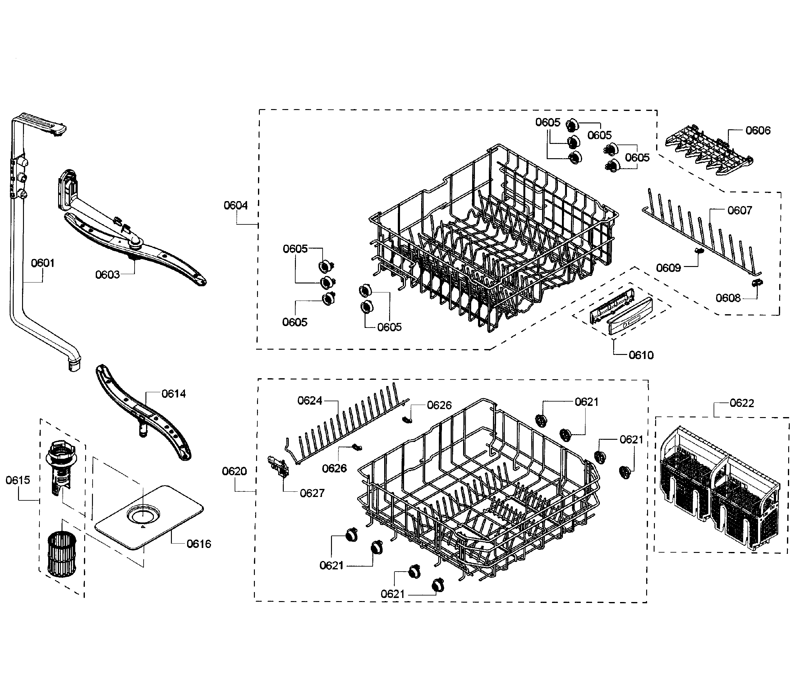 Bosch SHX3AR72UC/08 baskets diagram