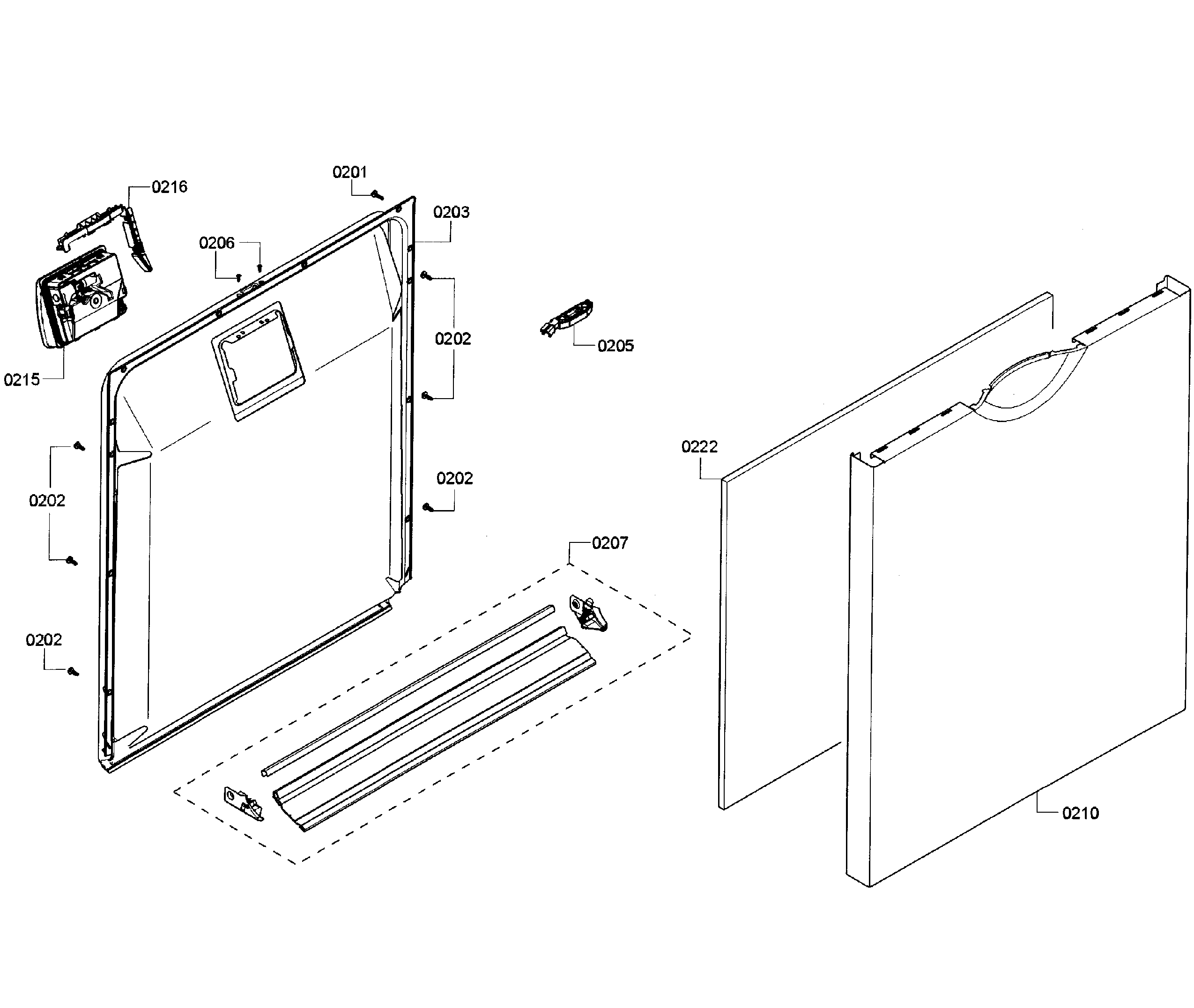 Bosch SHE3AR55UC/08 door assy diagram