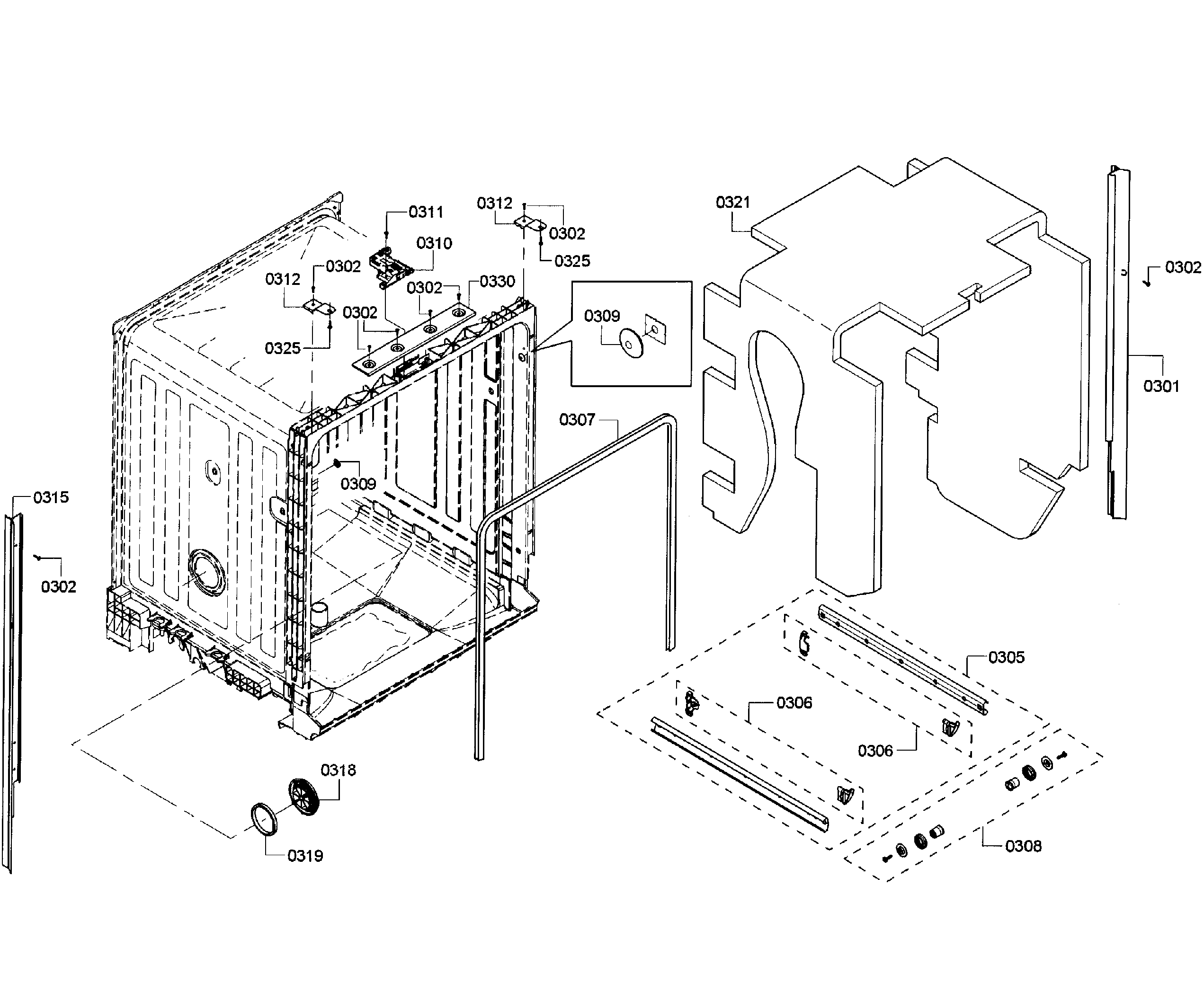 Bosch SHE3AR55UC/08 cabinet diagram