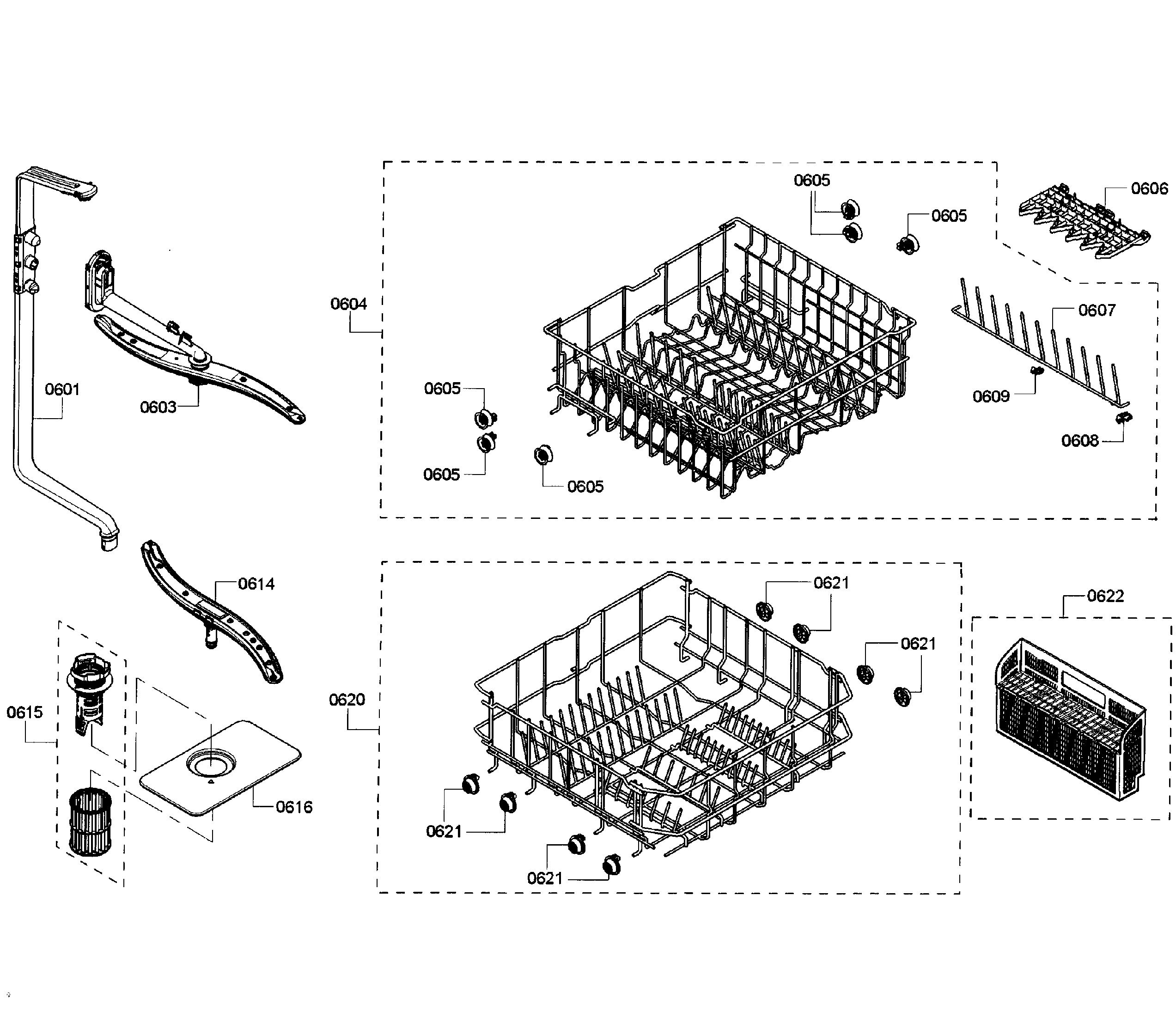 Bosch SHE3AR55UC/08 baskets diagram