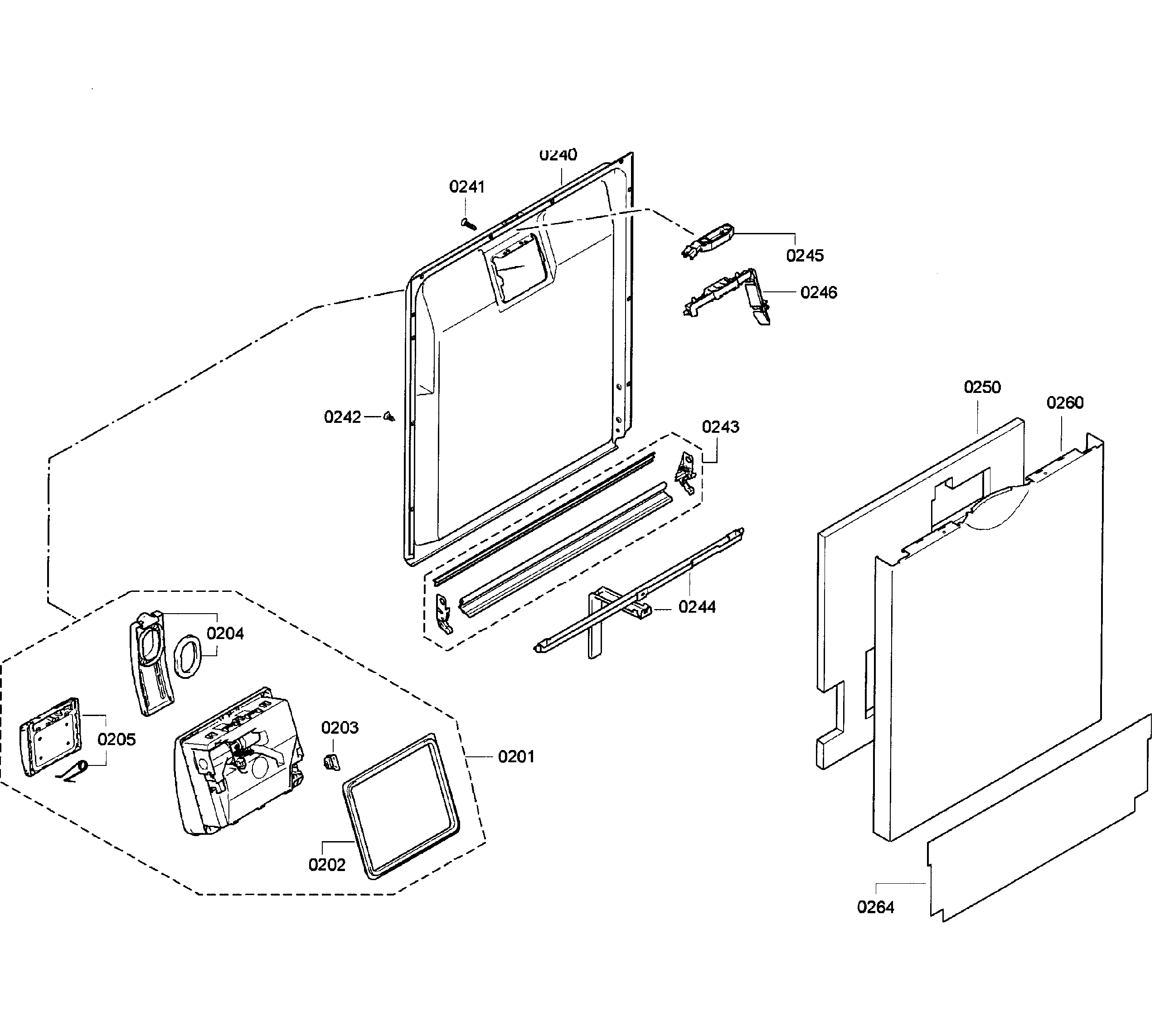 Bosch SGE63E15UC/52 door assy diagram
