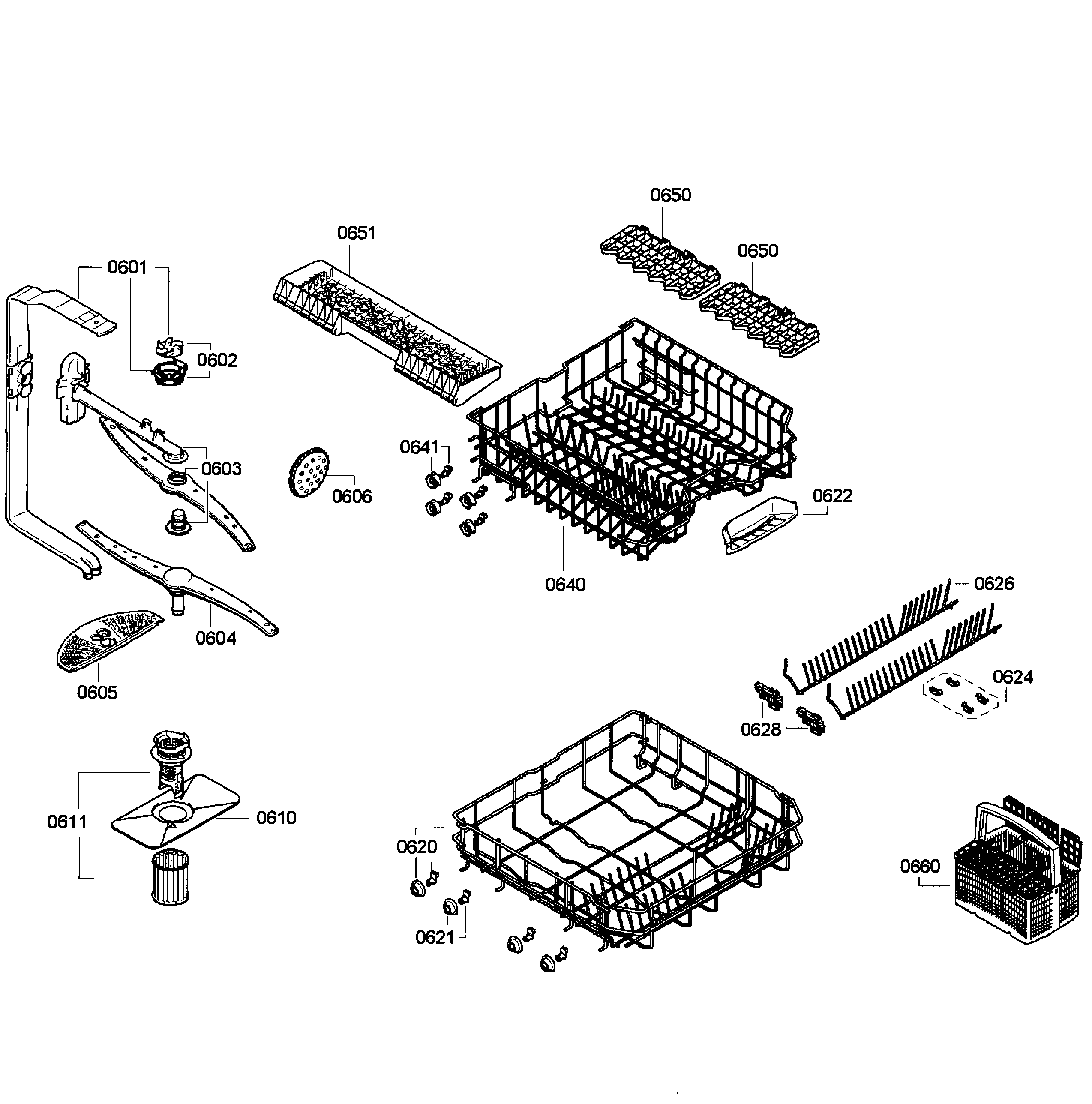 Bosch SGE63E15UC/52 baskets diagram