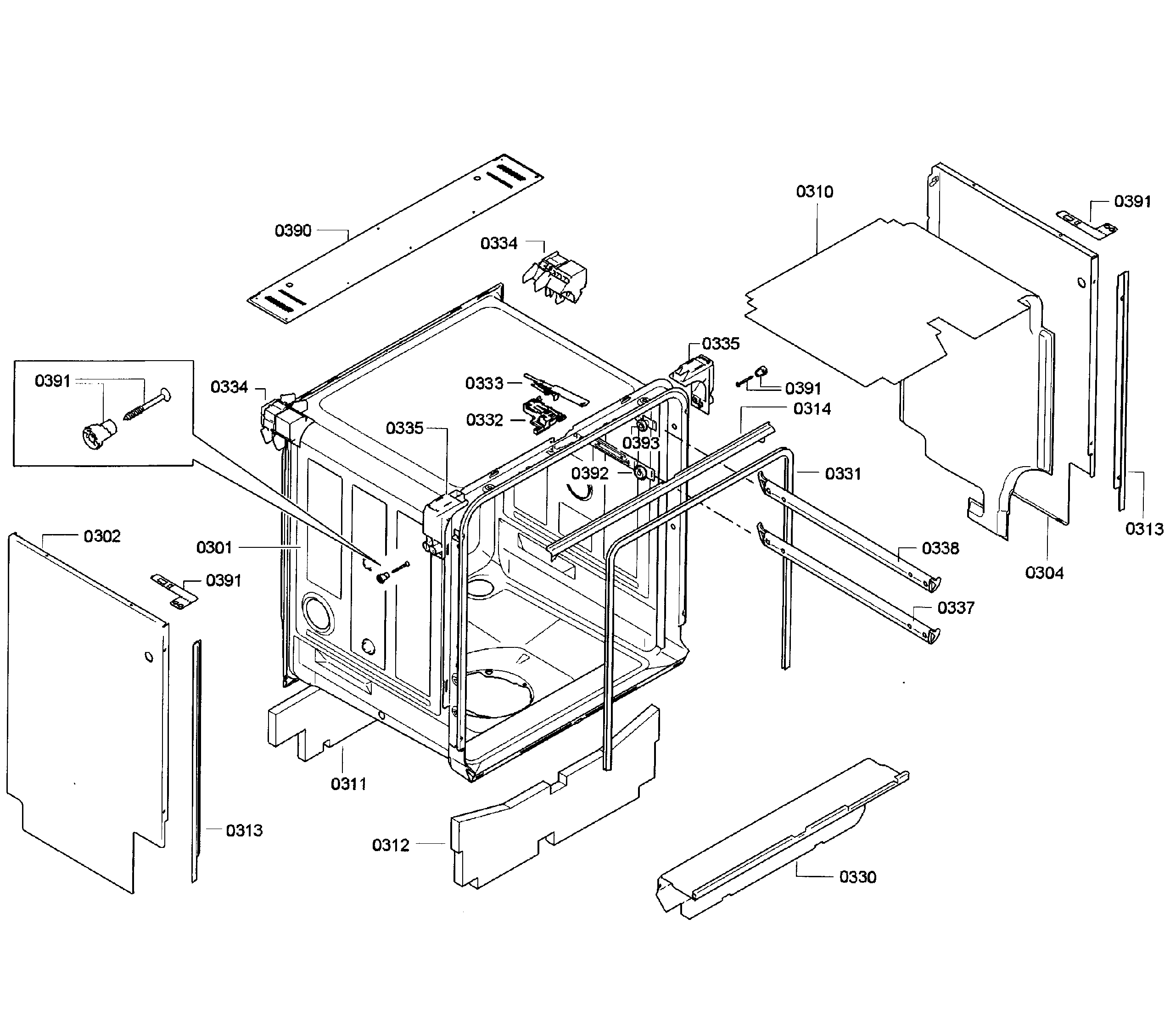 Bosch SGE63E15UC/55 cabinet diagram