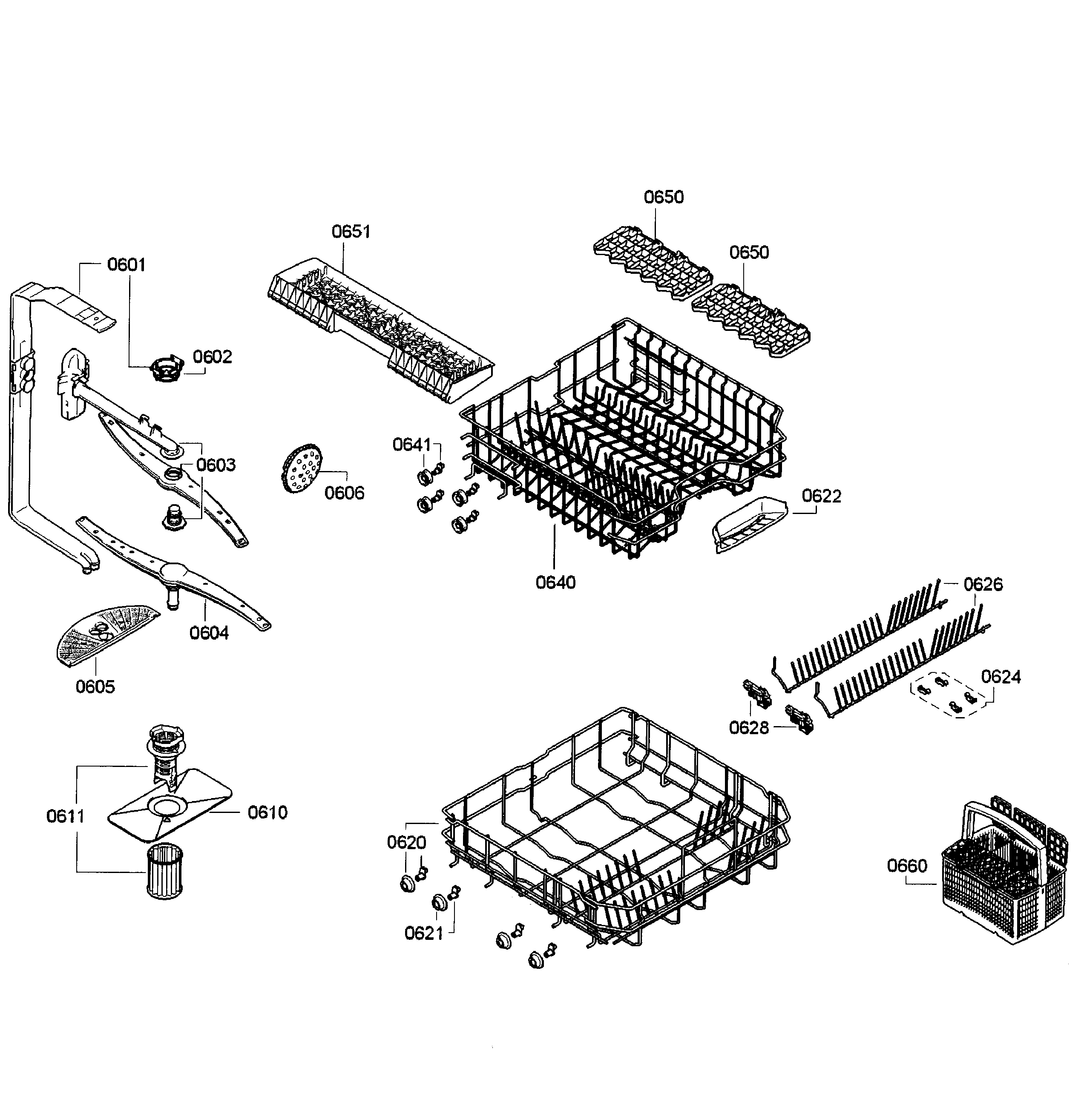 Bosch SGE63E15UC/55 baskets diagram