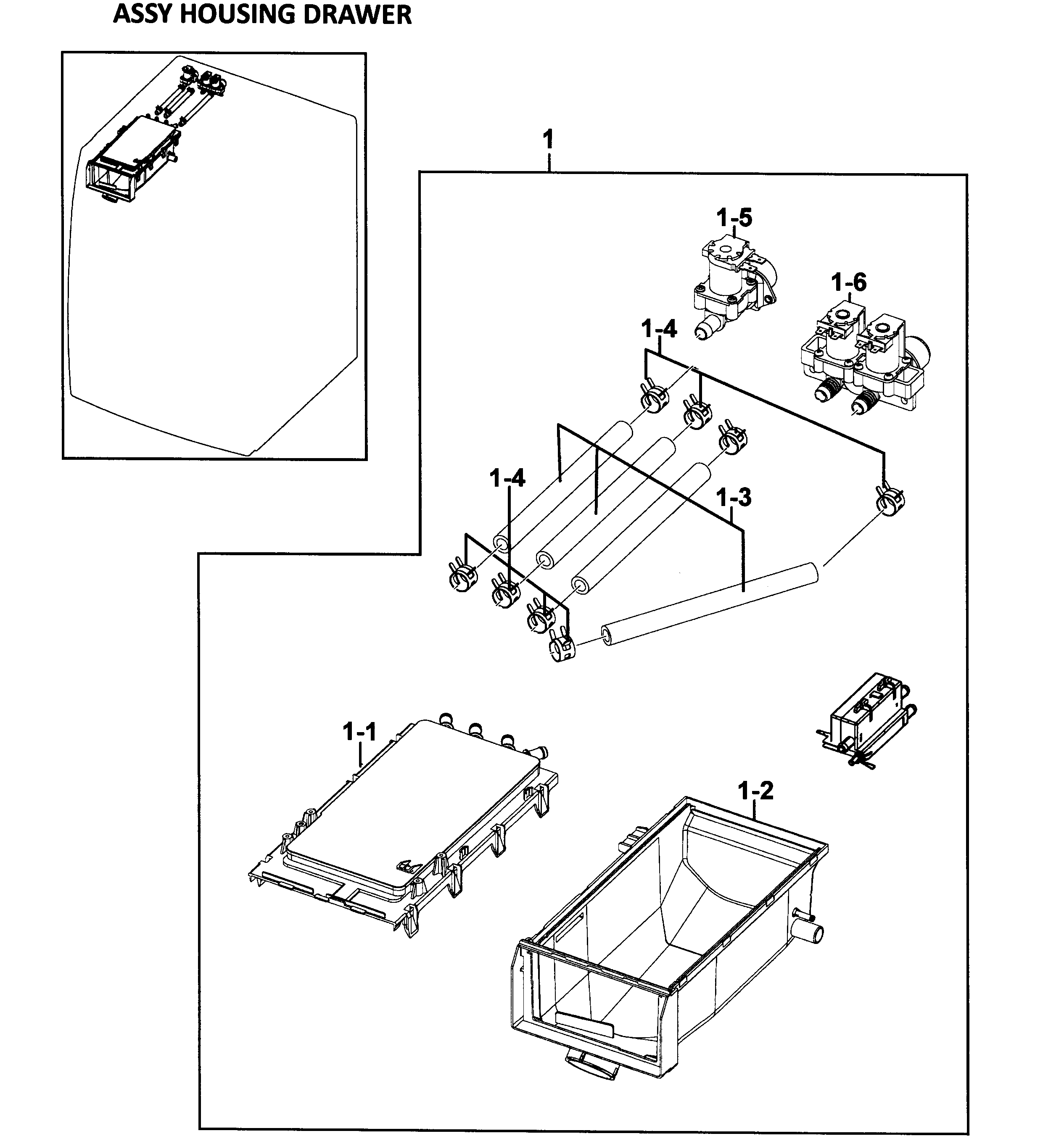 Samsung WF328AAW/XAA-02 housing drawer diagram
