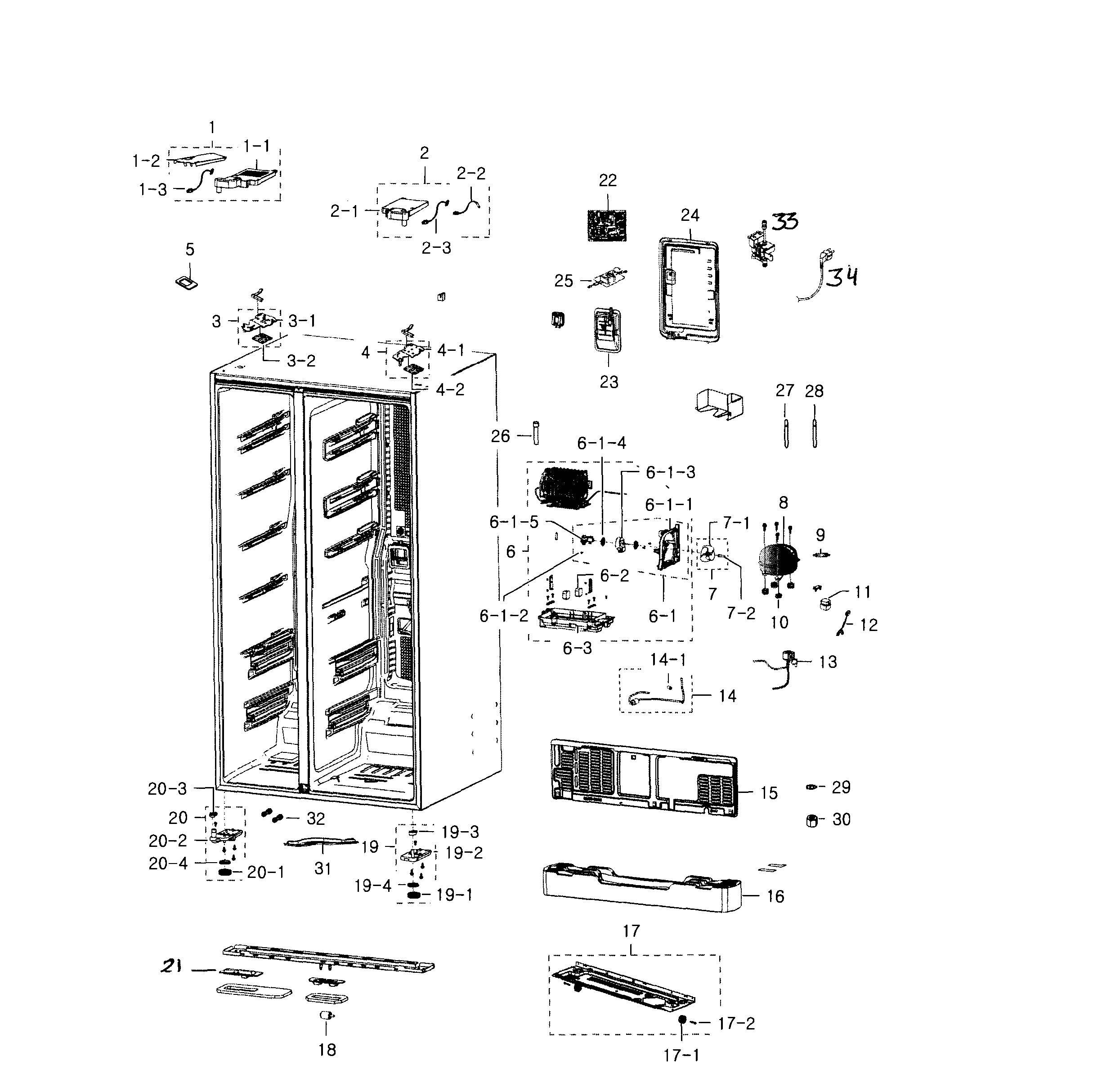 Samsung RSG309AARS/XAA-02 cabinet diagram