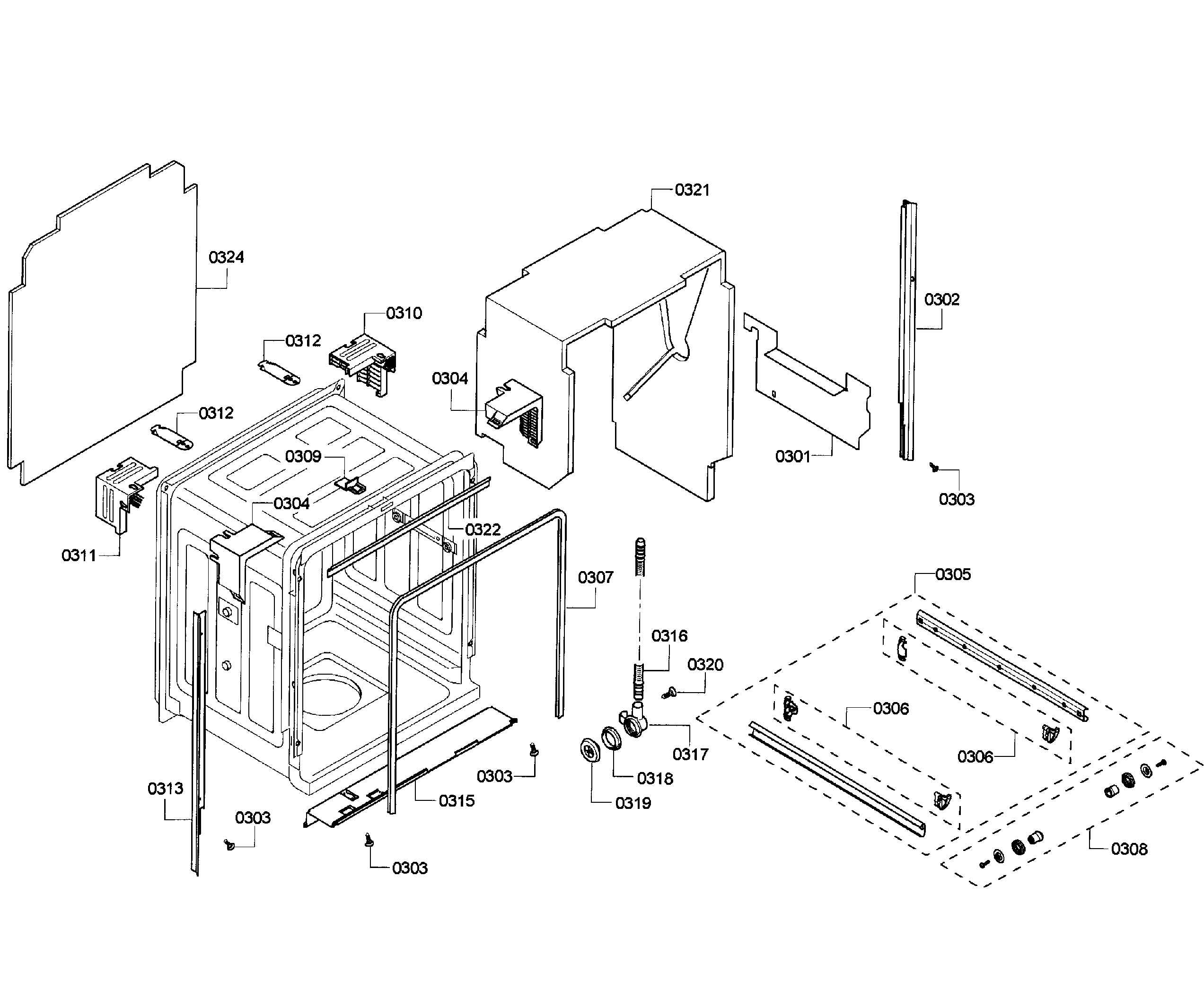 Bosch SHE55M16UC/64 cabinet diagram