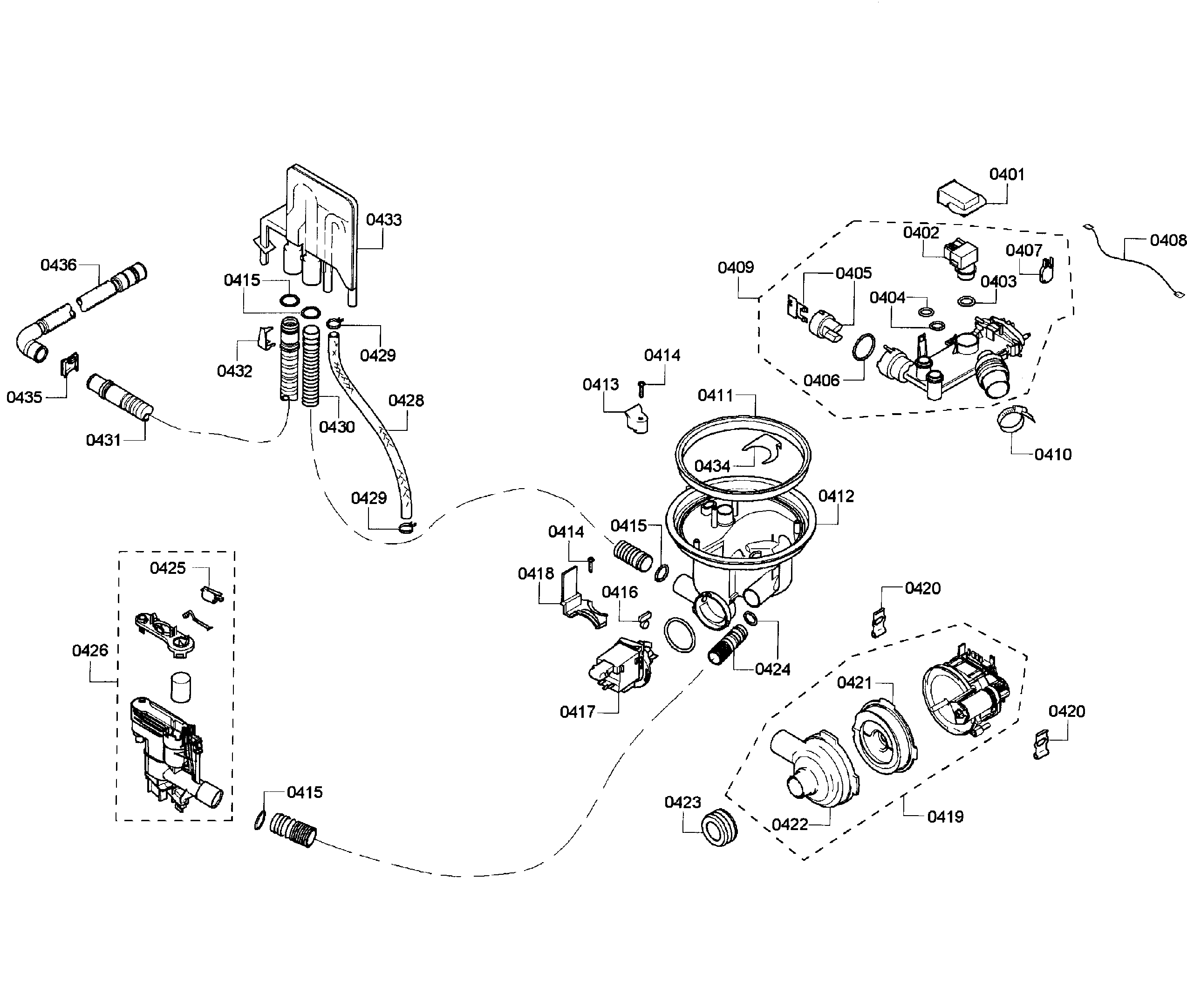 Bosch SHE55M16UC/64 pump assy diagram