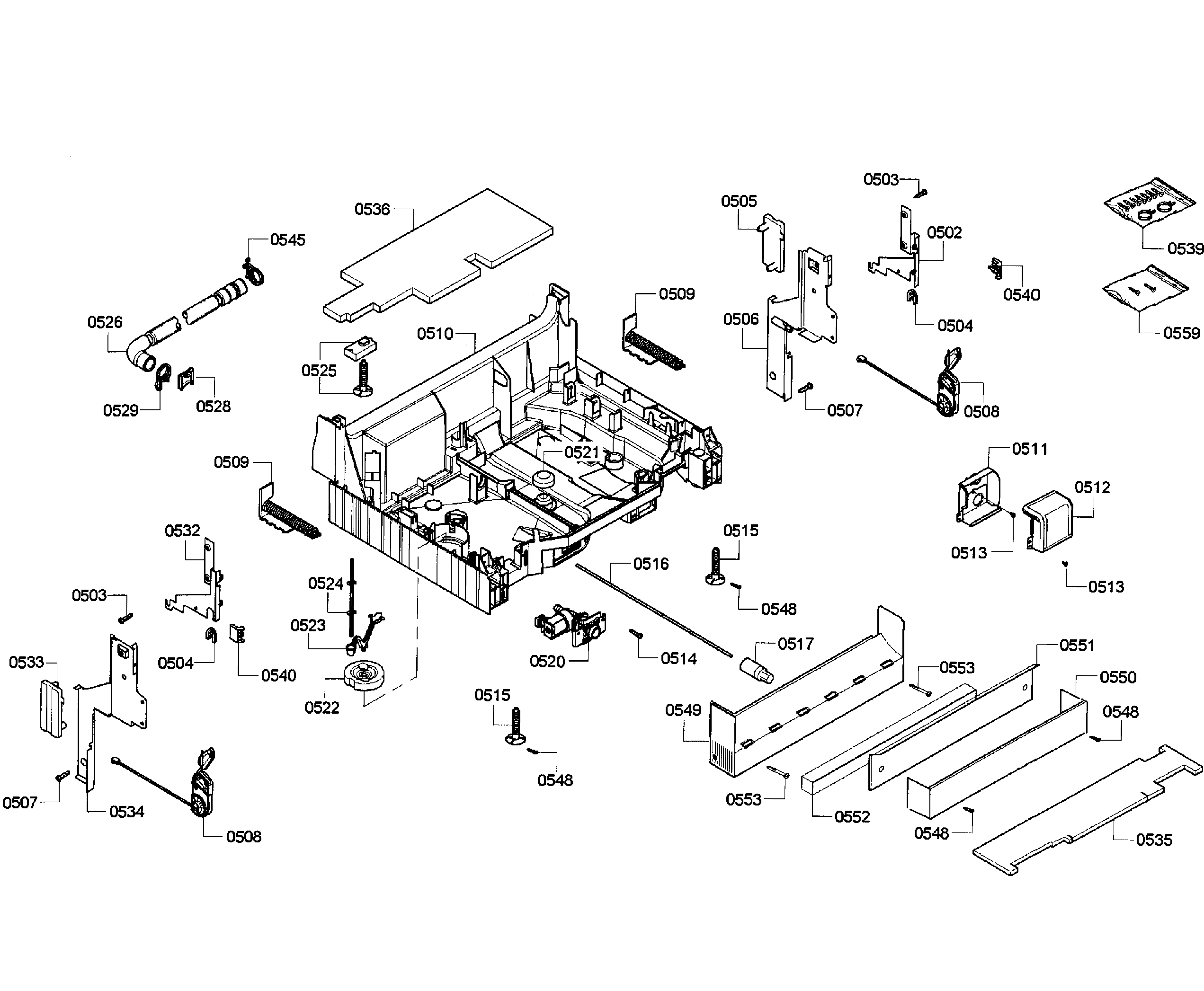 Bosch SHE55M16UC/64 base assy diagram