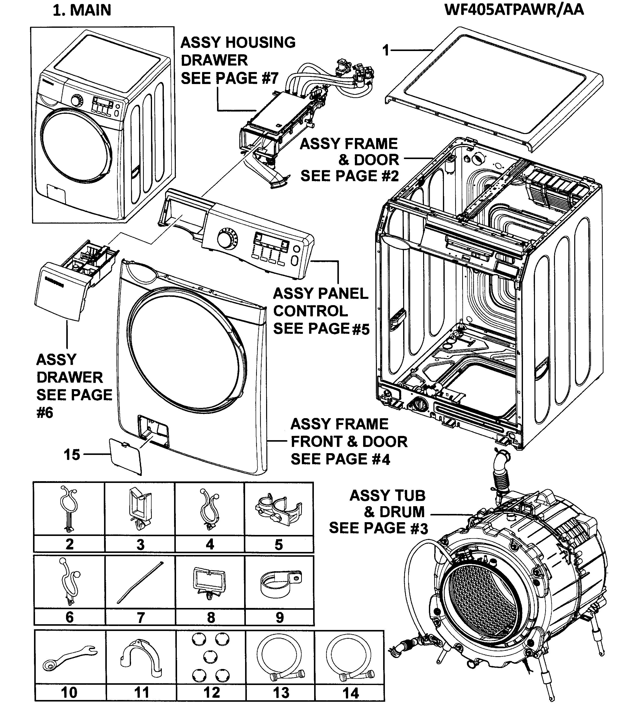 Samsung WF405ATPAWR/AA-00 main assy diagram