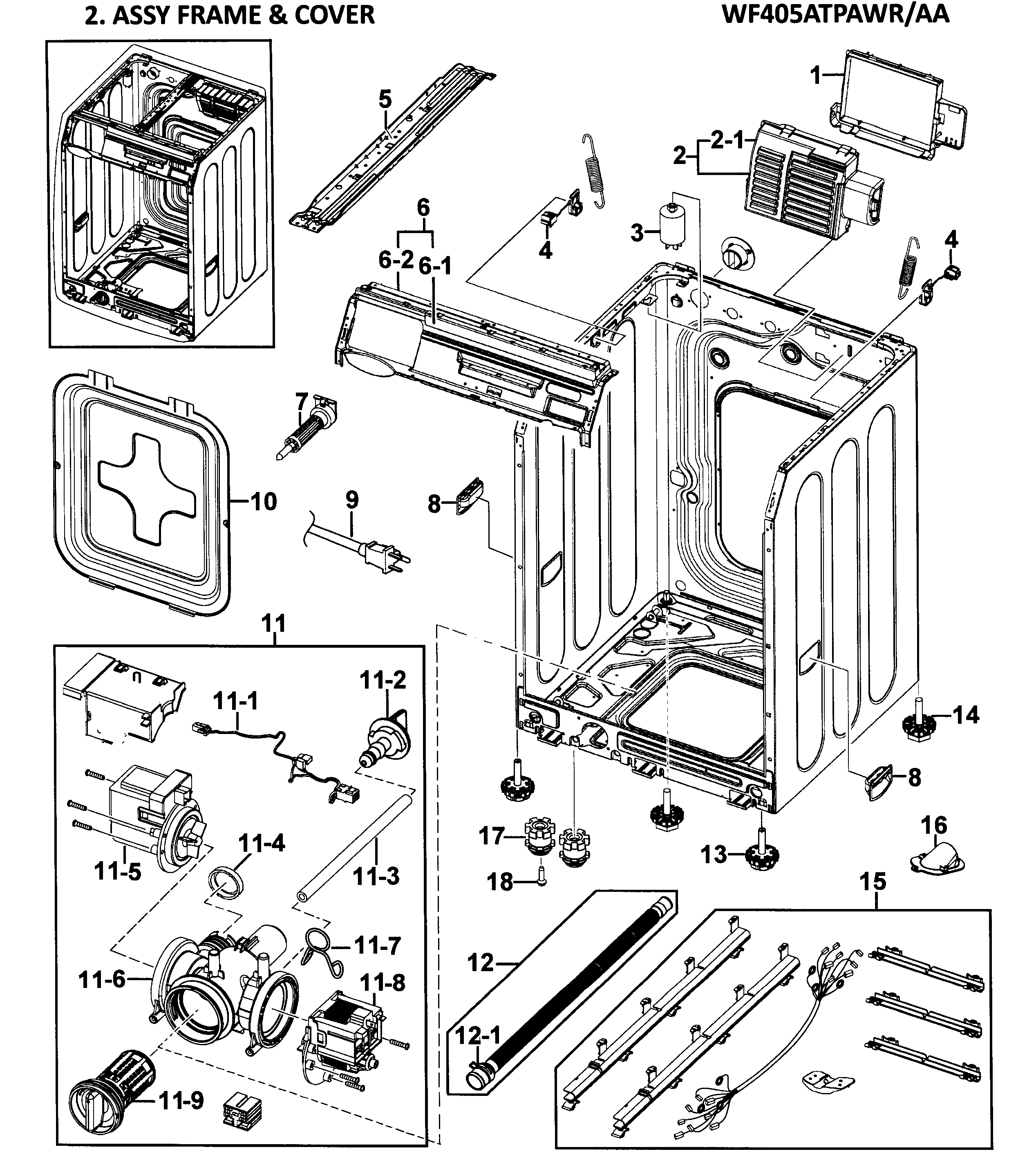 Samsung WF405ATPAWR/AA-00 cabinet diagram