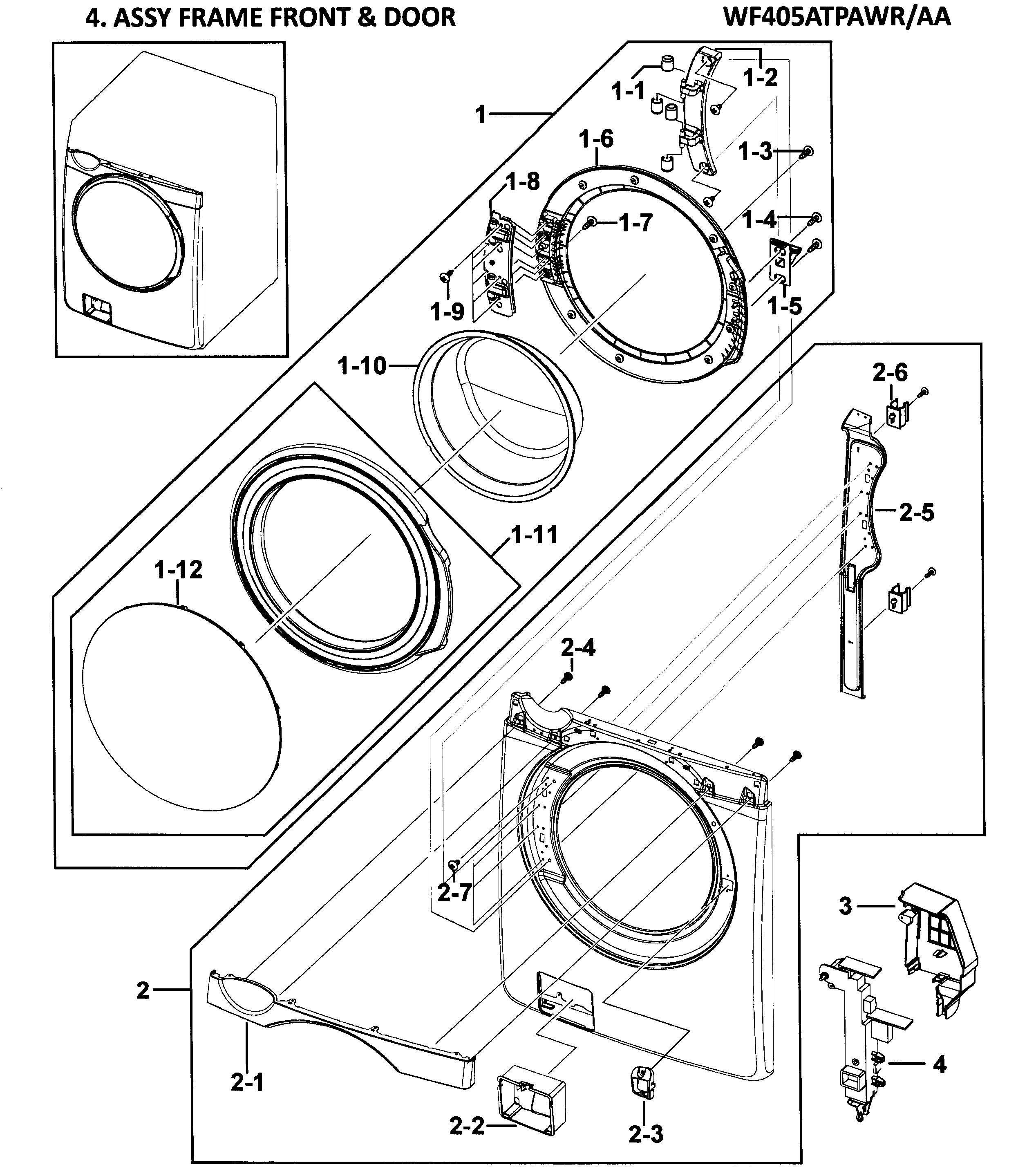 Samsung WF405ATPAWR/AA-00 front/door diagram
