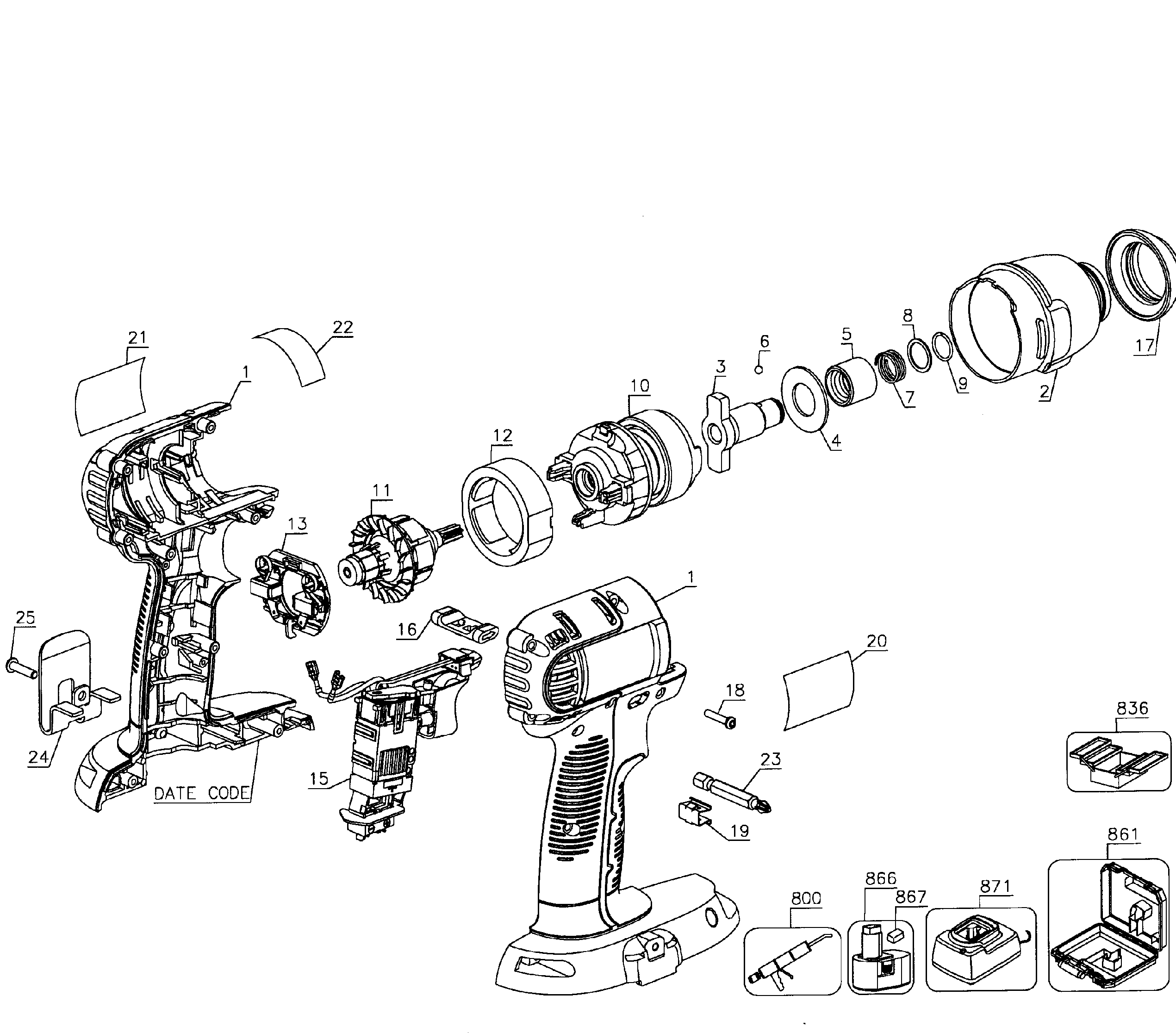 DeWalt DC845KA TYPE 3 drill cordless diagram