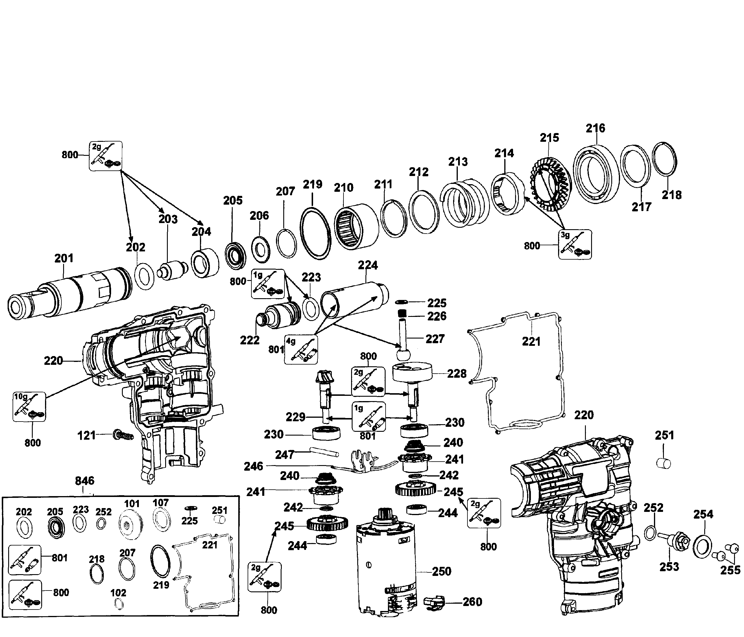 DeWalt DC233KL TYPE2 motor assy diagram