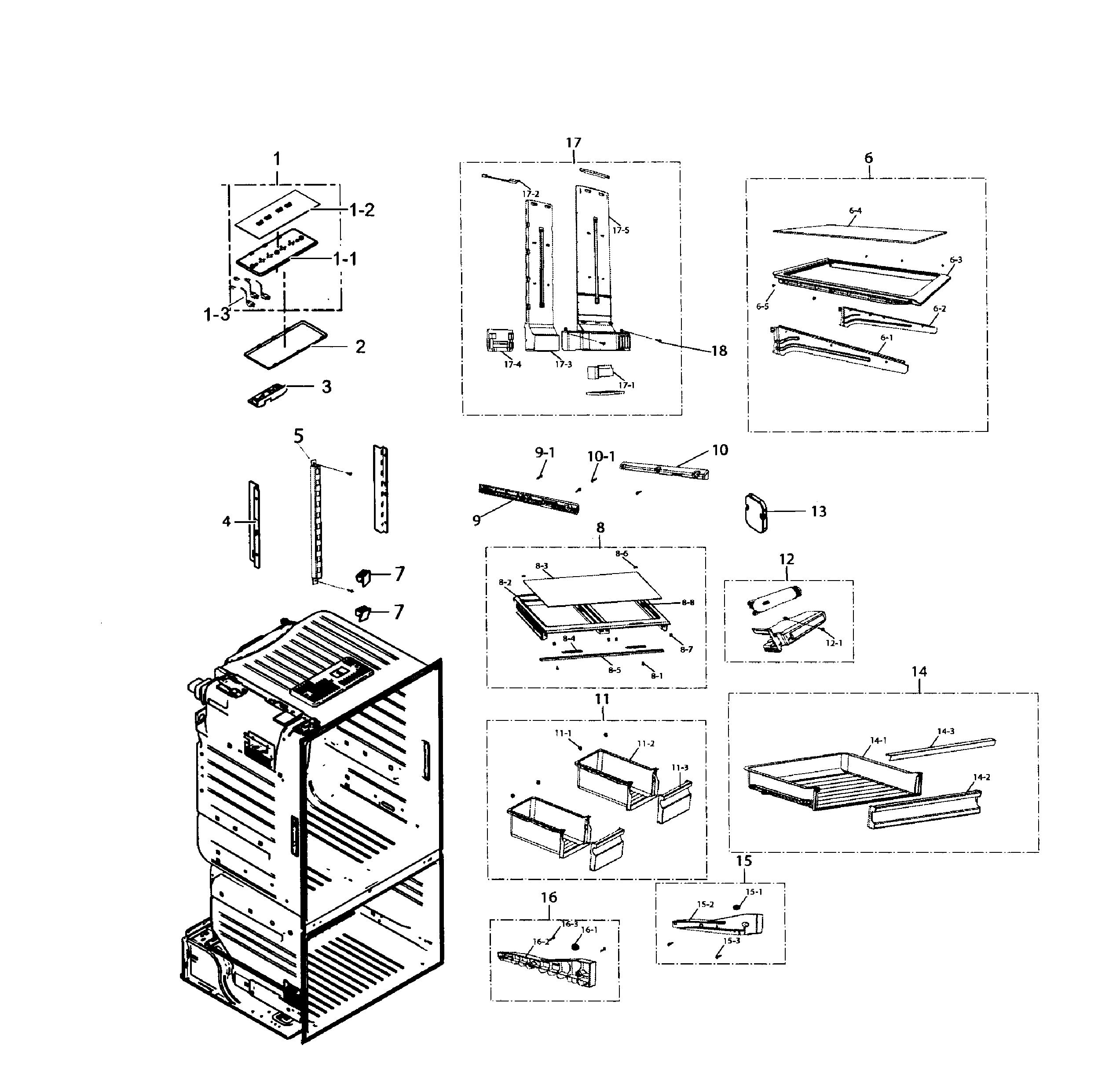 Samsung RF221NCTASR/AA-01 refrigerator diagram