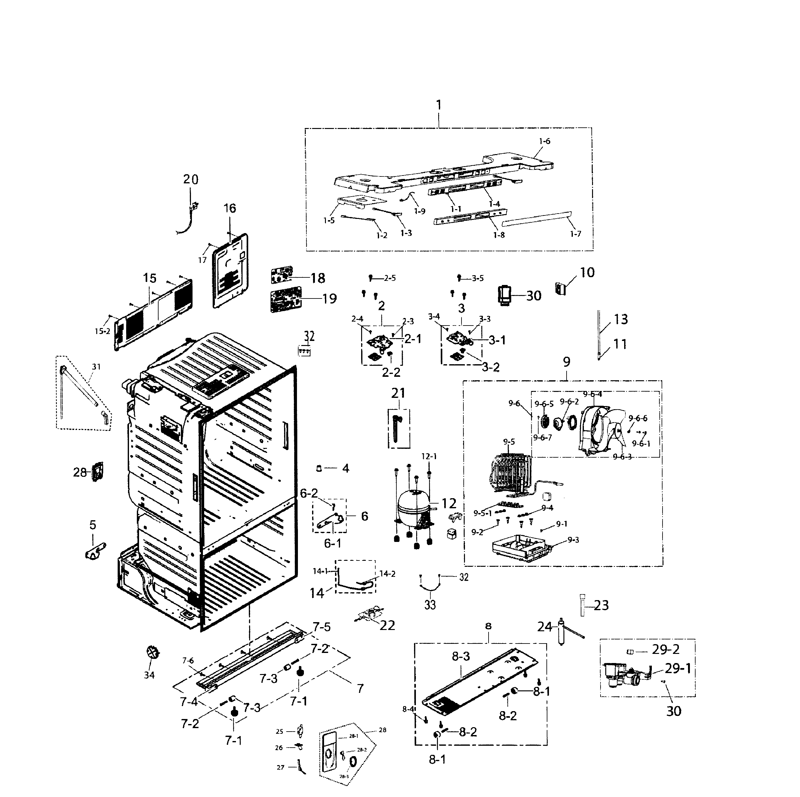 Samsung RF221NCTASR/AA-01 cabinet diagram