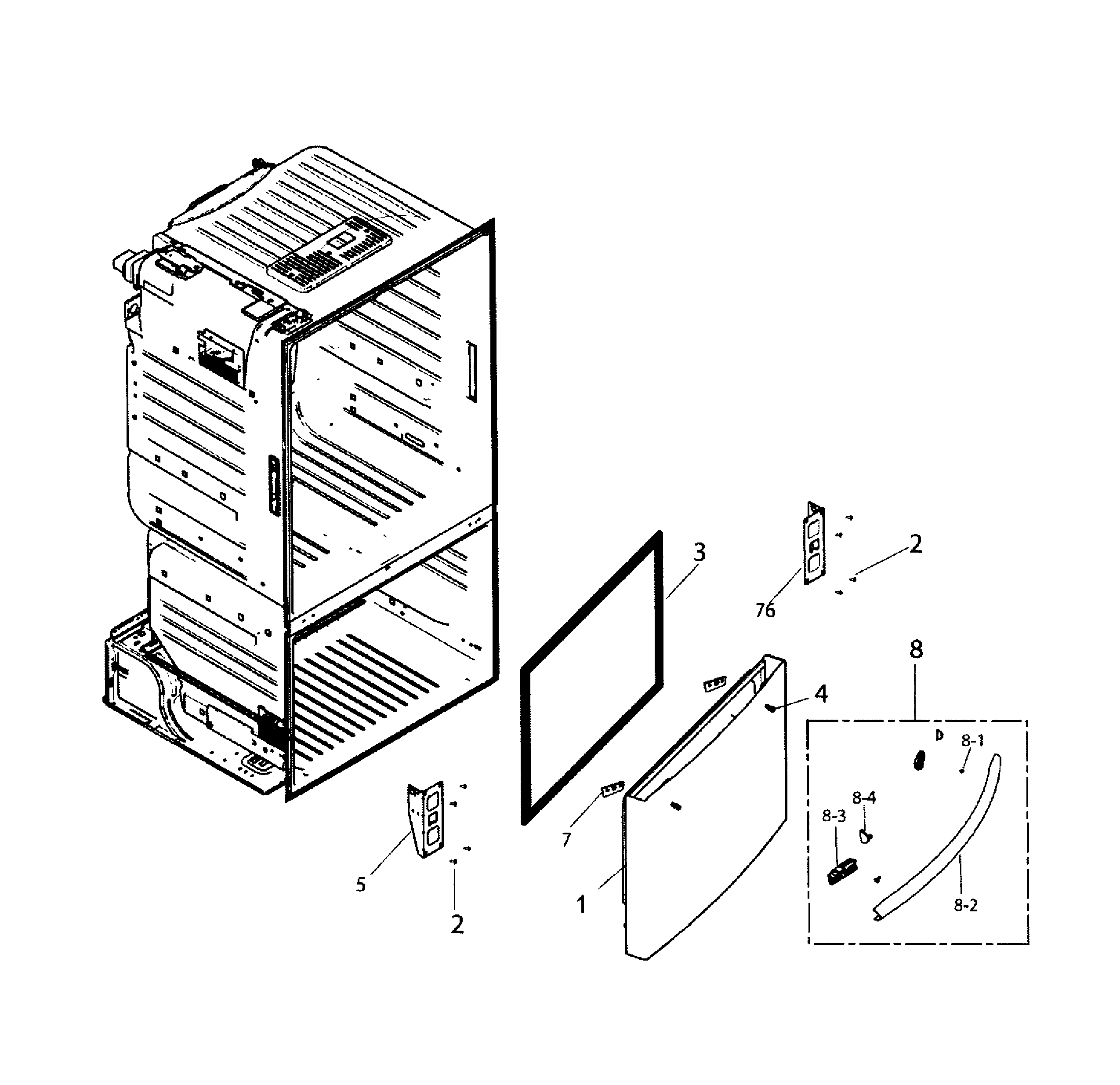 Samsung RF221NCTASR/AA-01 freezer door diagram