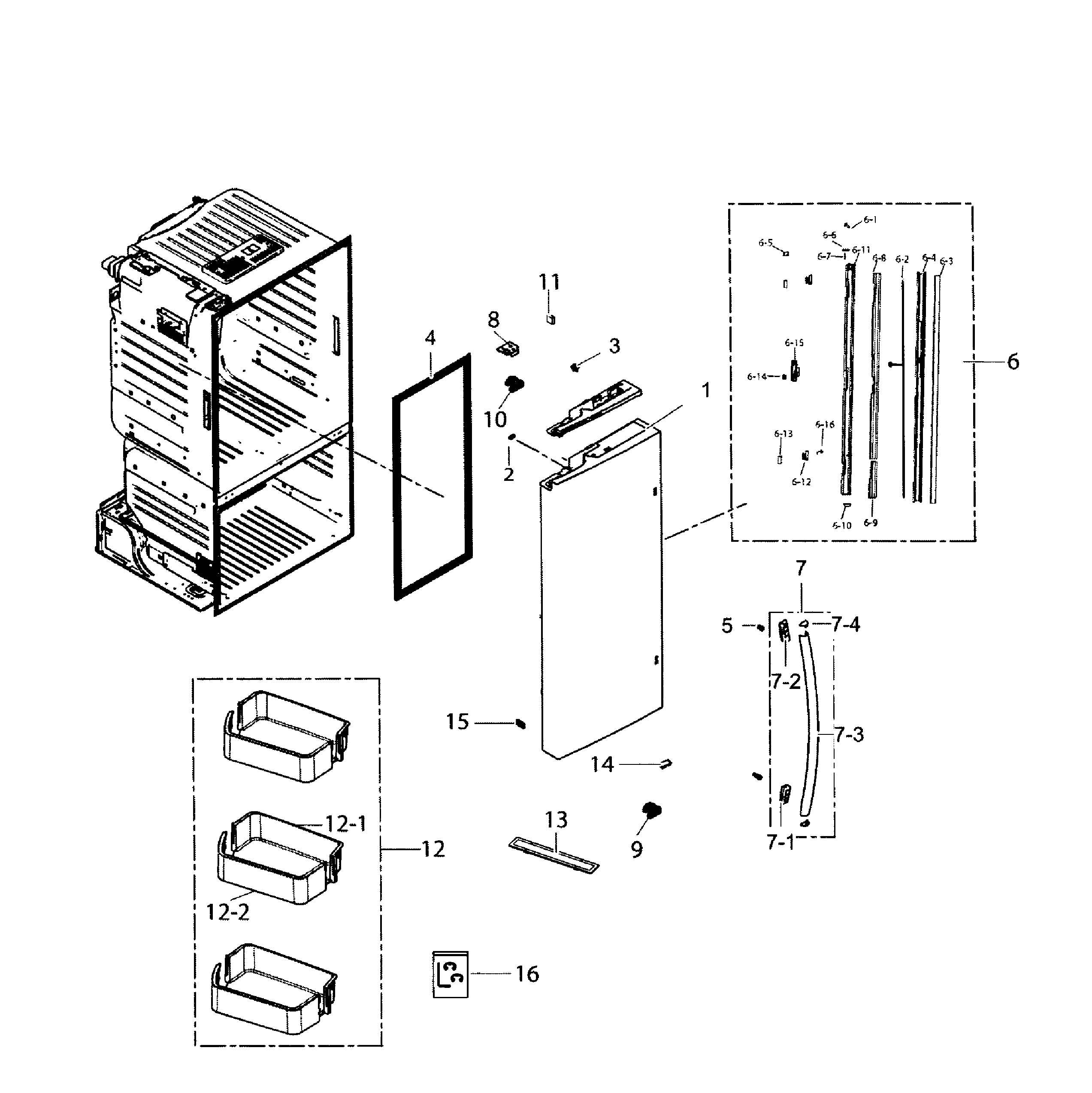 Samsung RF221NCTASR/AA-01 left door diagram