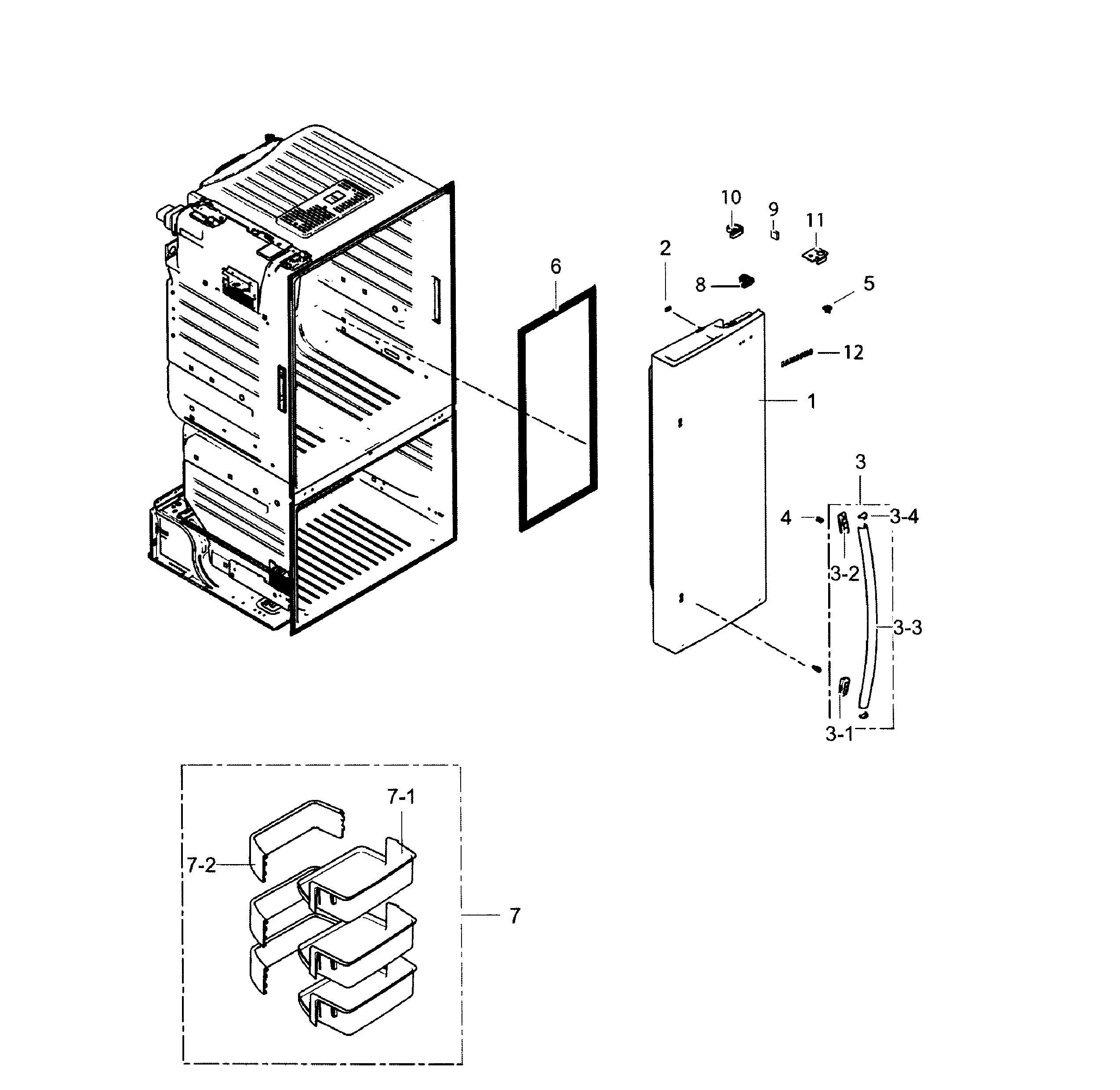 Samsung RF221NCTASR/AA-01 right door diagram