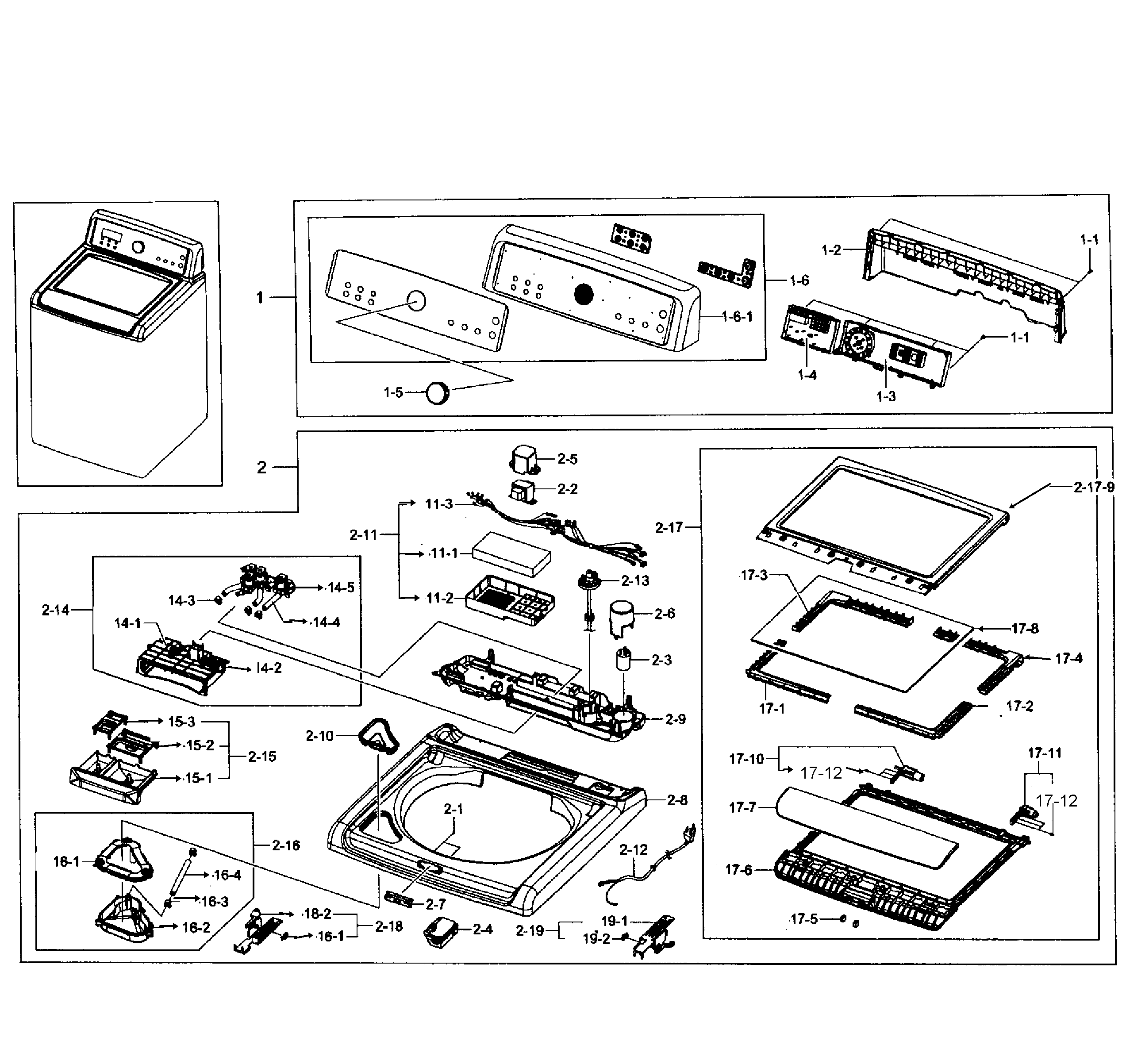 Samsung WA476DSHAWR/A1-01 top cover diagram