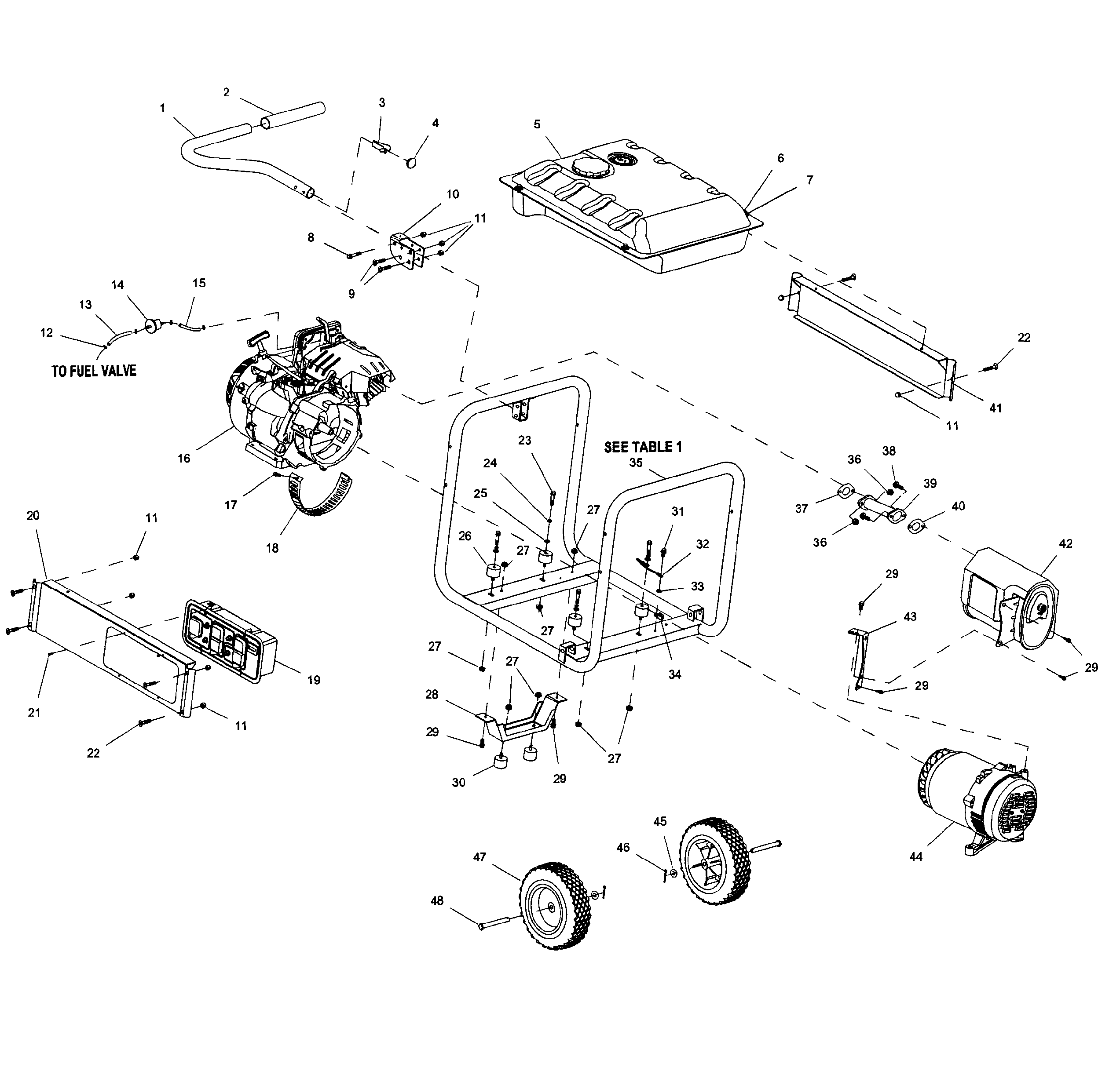 Generac 5943-0 frame assy diagram