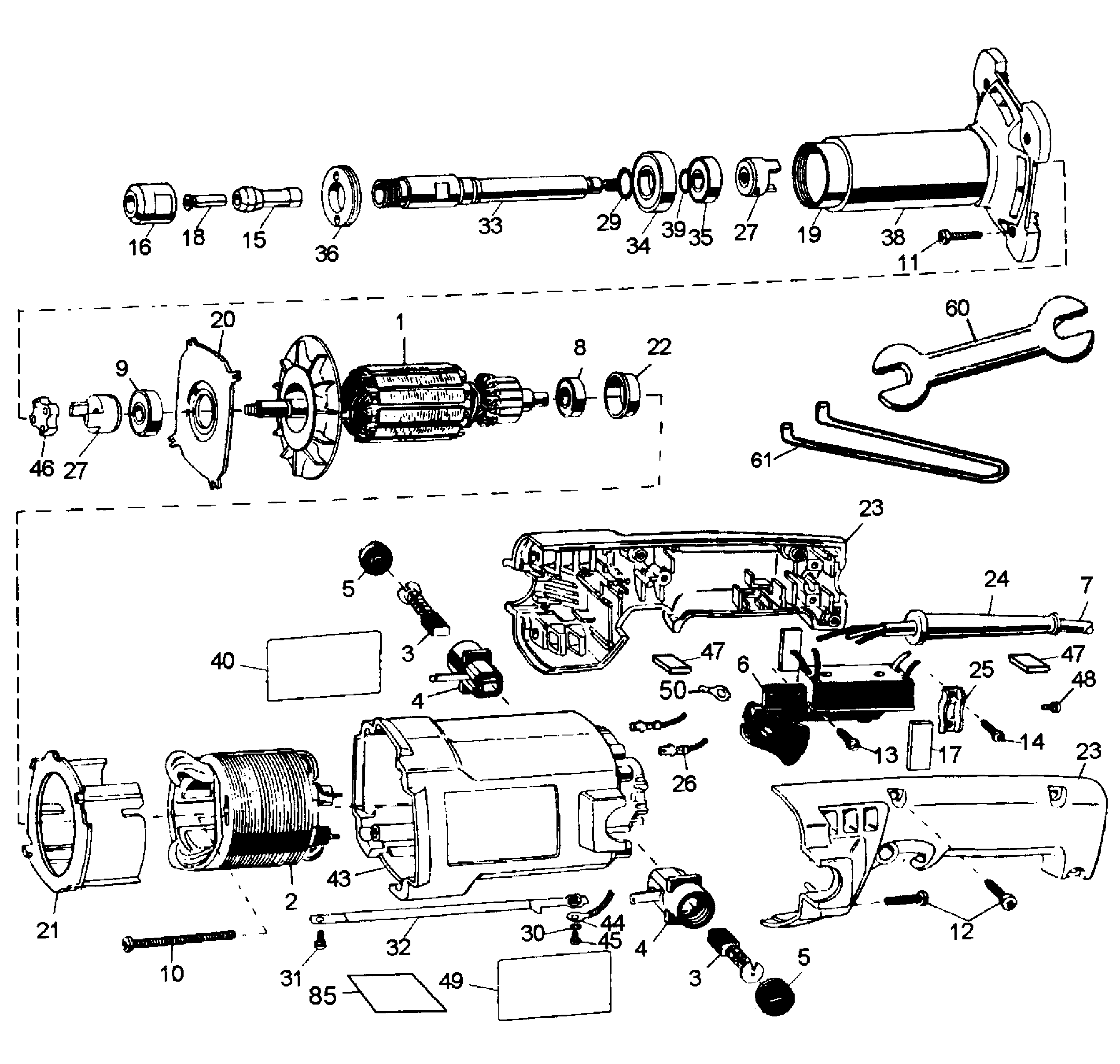 DeWalt DW888 TYPE3 die grinder diagram